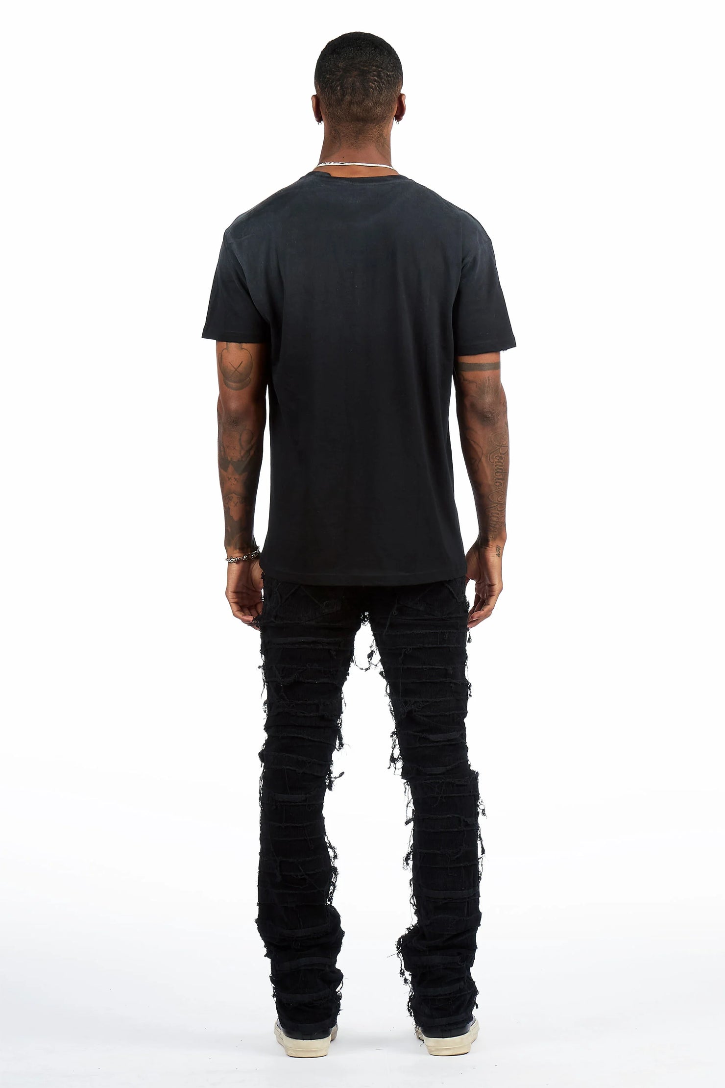 Garson Black Painter Stacked Flare Corduroy Pant