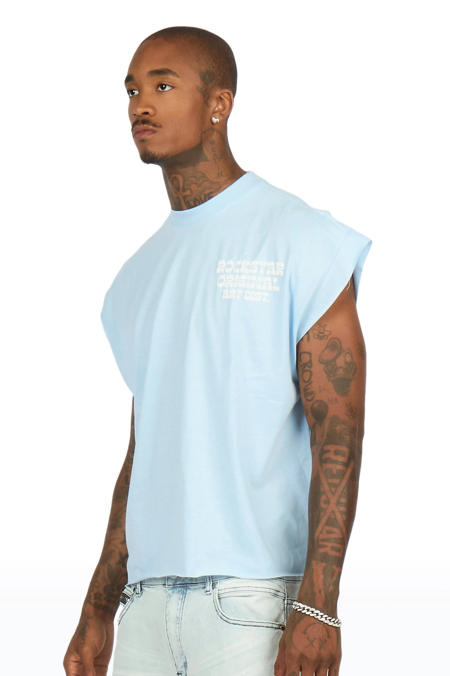 Plot Baby Blue Cut Sleeve Tee