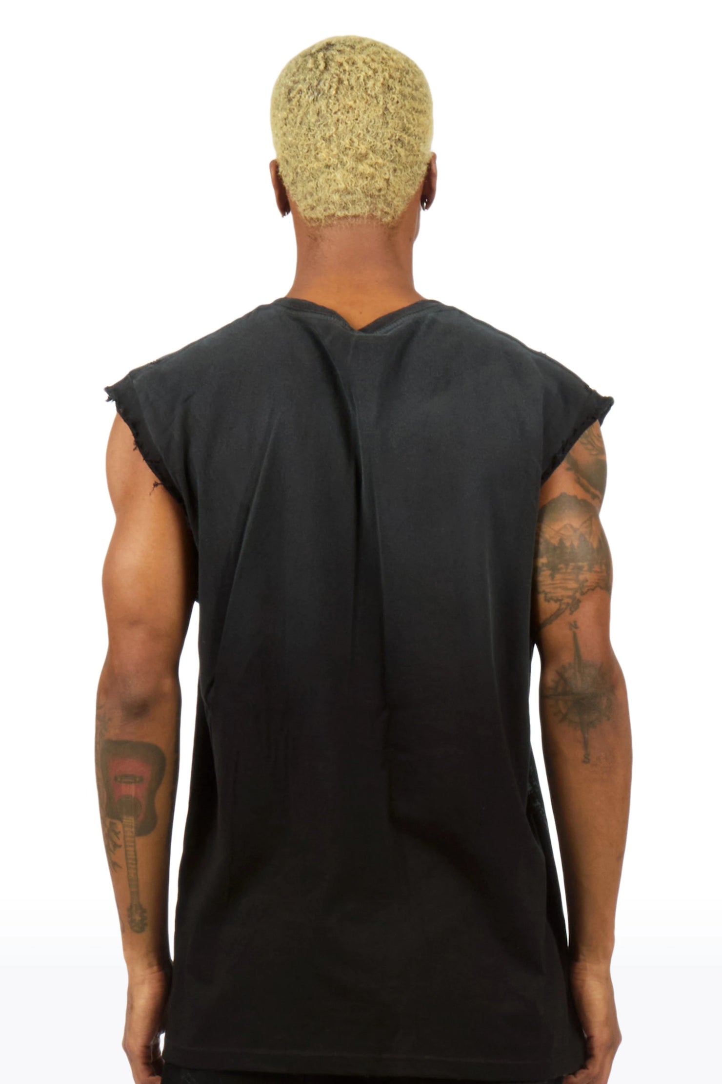 Dailin Black Oversized Cut Off T-Shirt