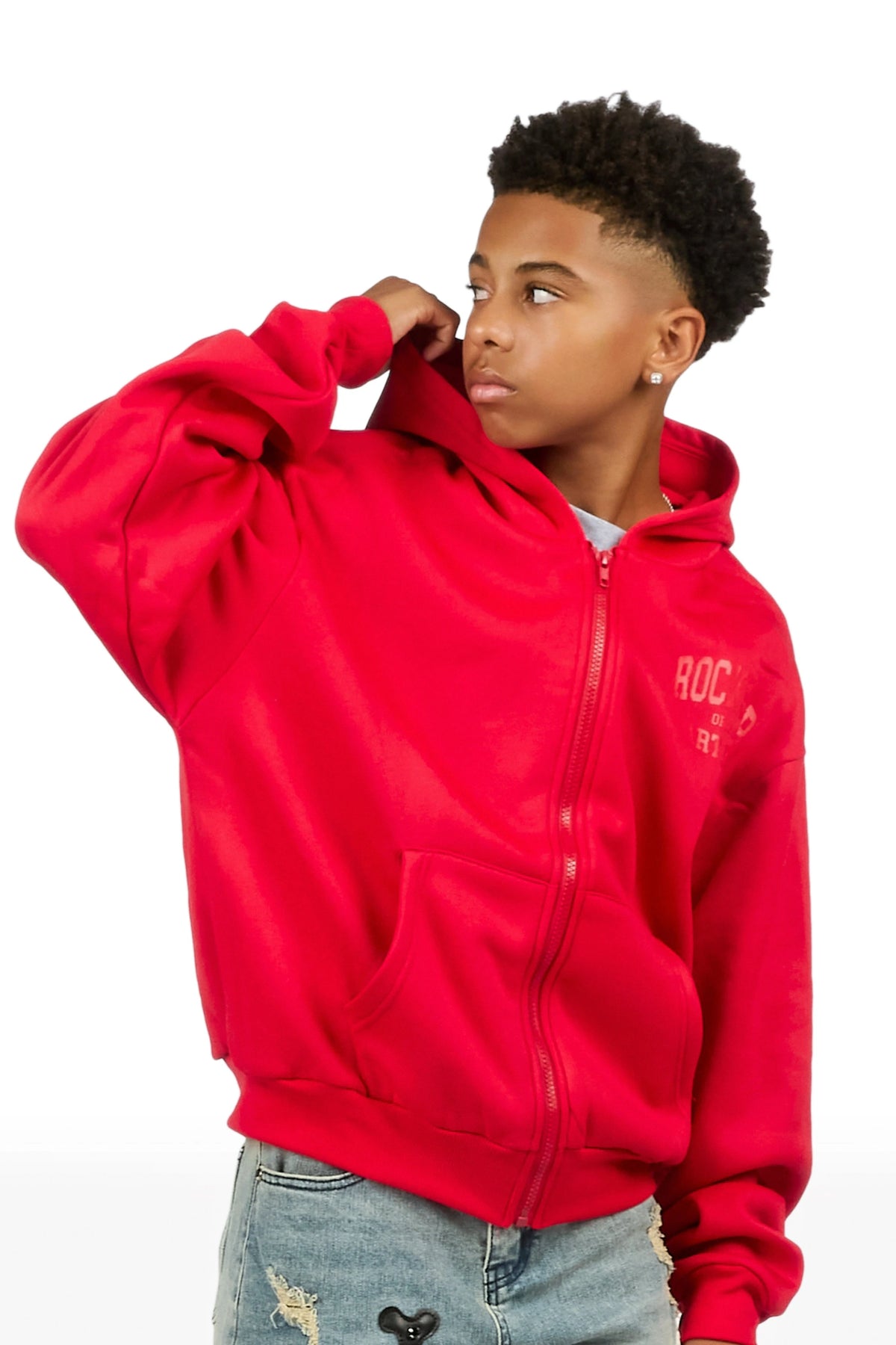 Boys Nelly 2.0 Red/Red Zip Up Hoodie