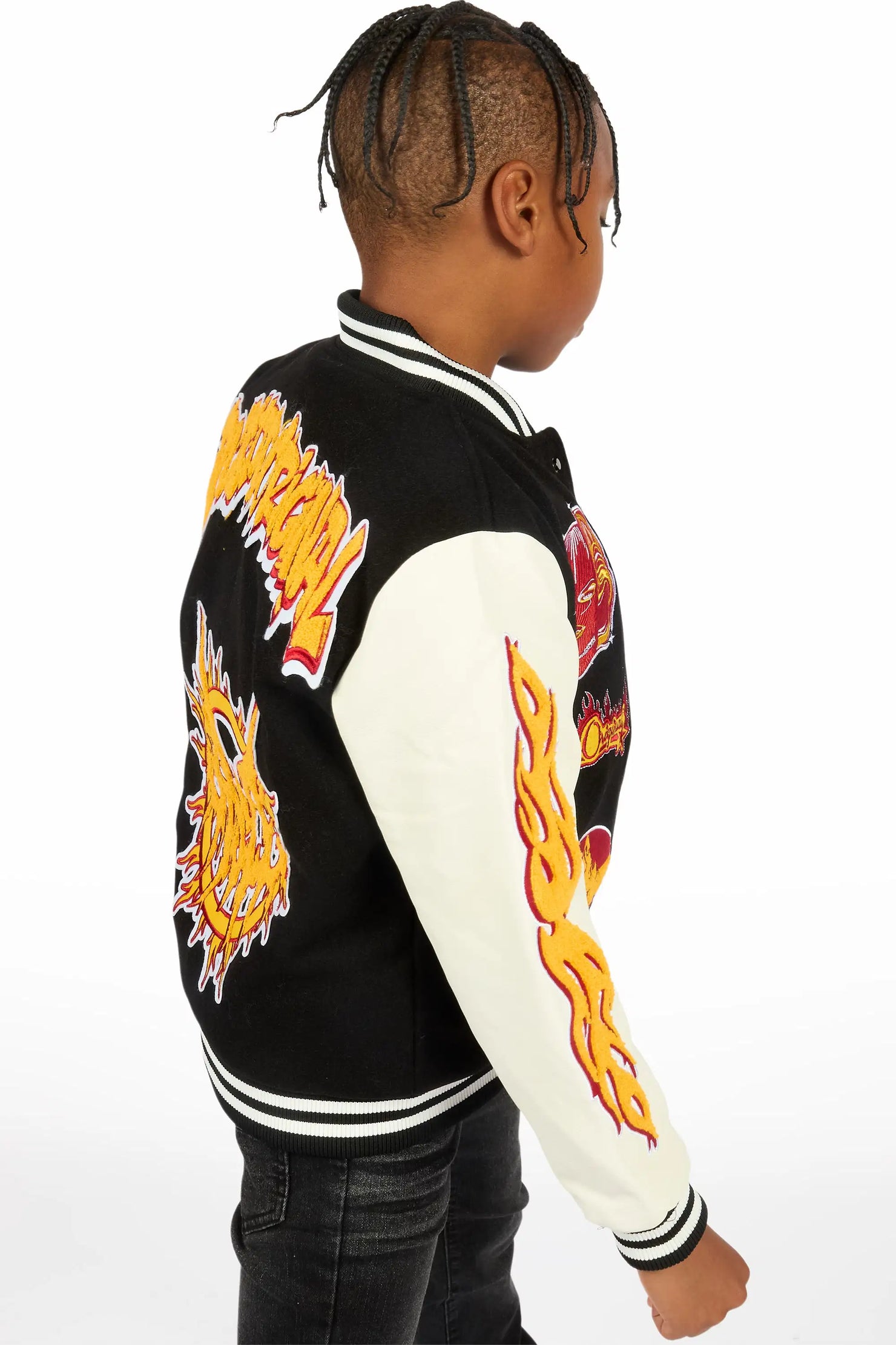 Boys Fio 2.0 Black/White Varsity Jacket