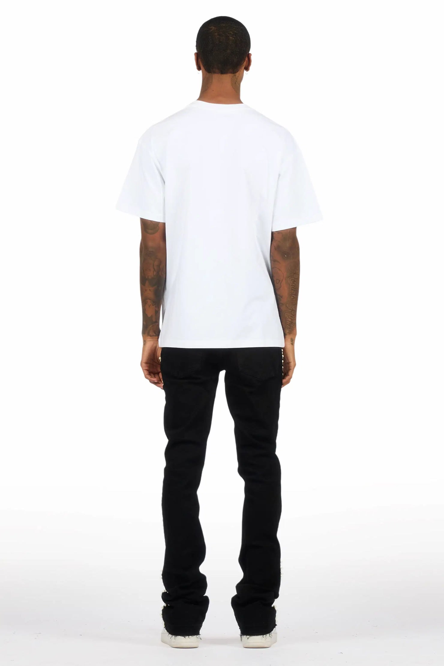 Kairo Jet Black Pearl Stacked Flare Jean