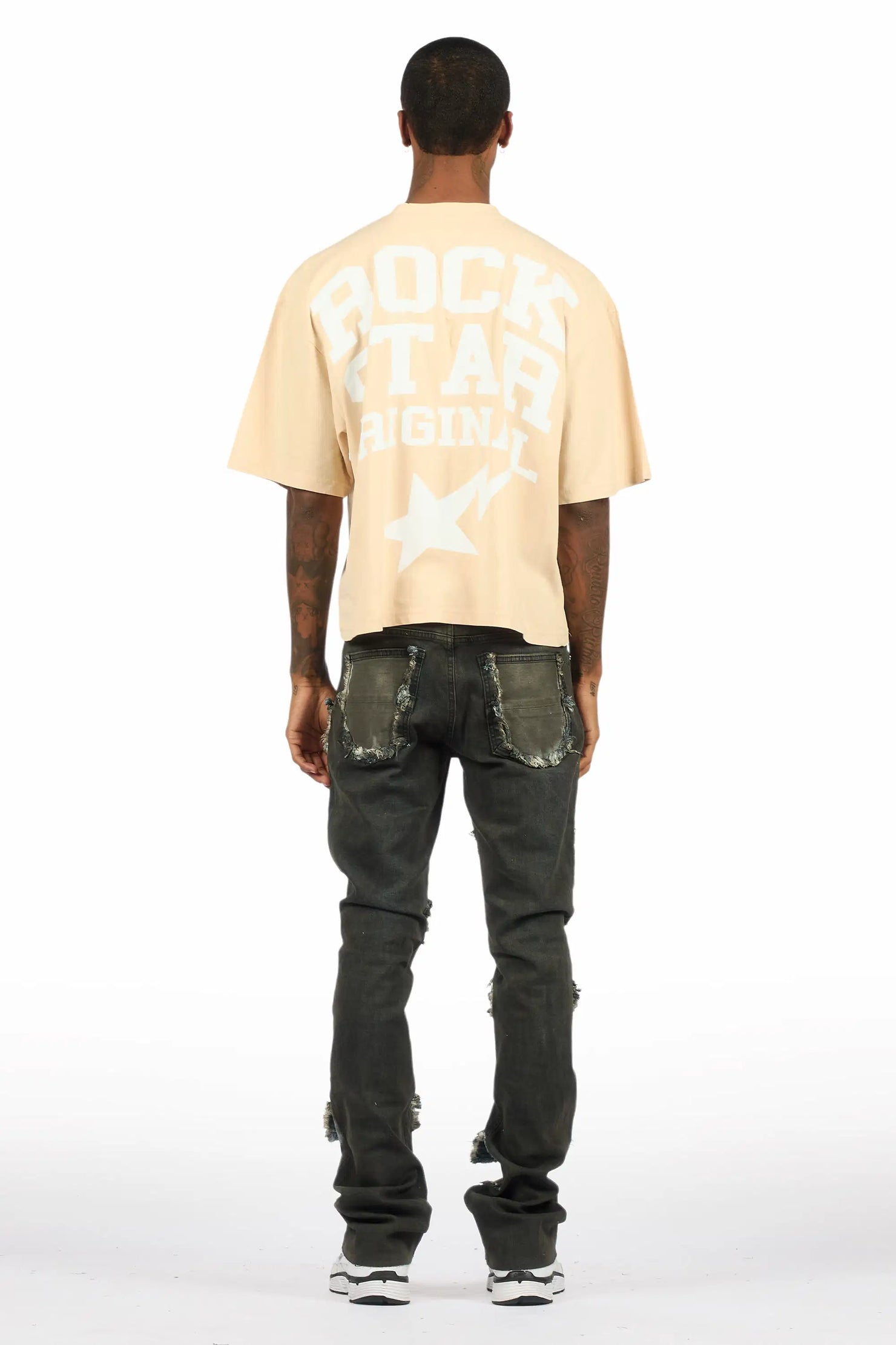 Petrus Blue Oil Wash Stacked Flare Jean