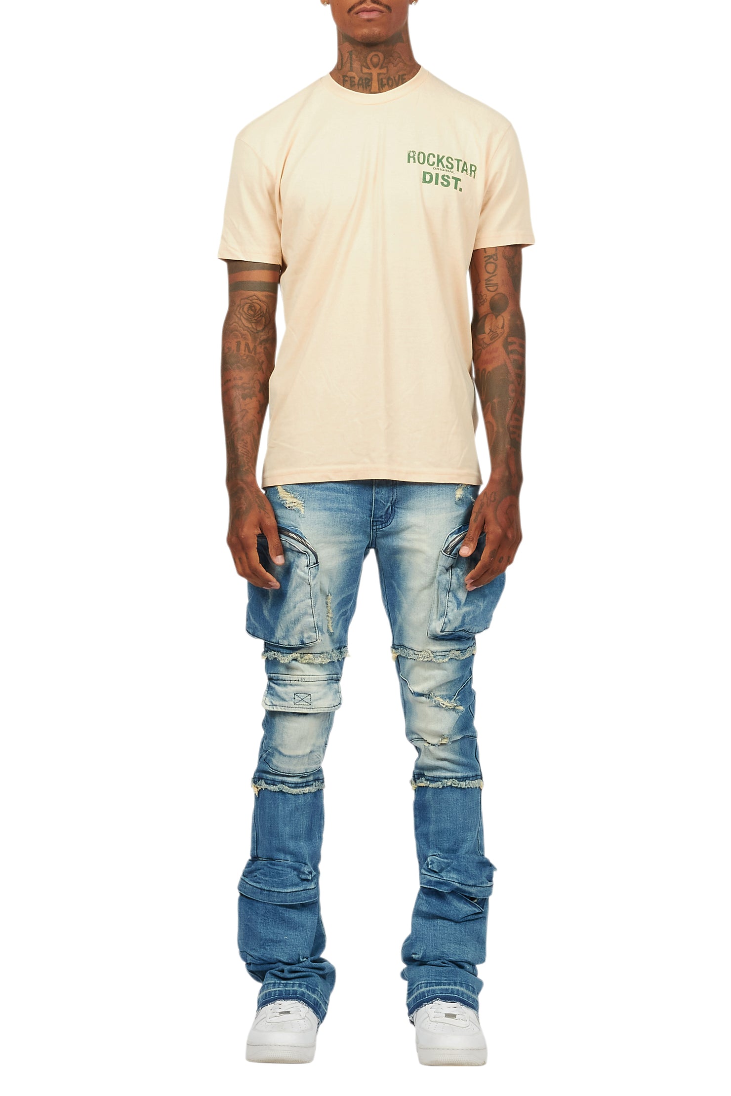 Shift Dirty Blue Stacked Flare Jean