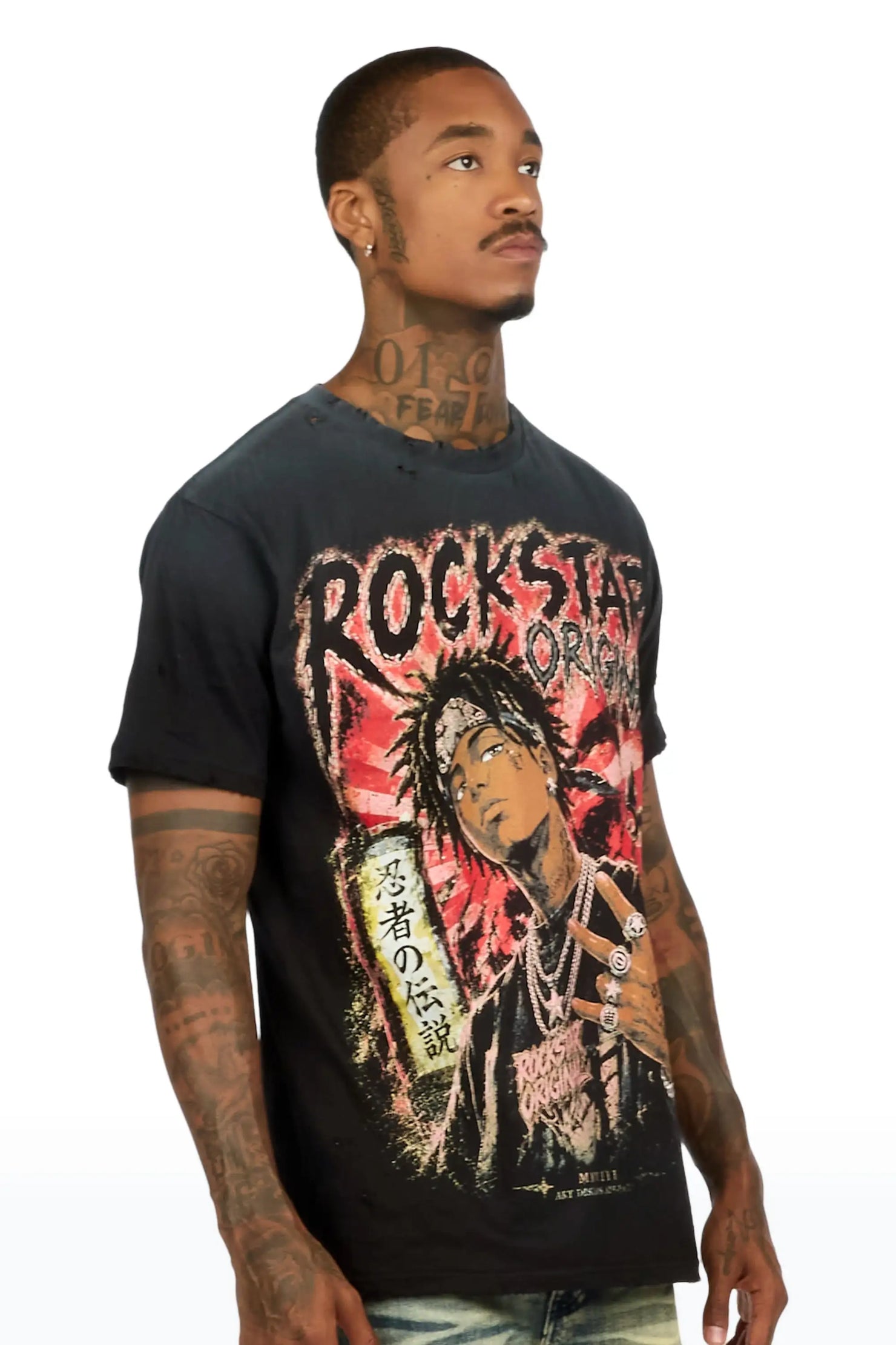 Montae Black Oversized Graphic T-Shirt