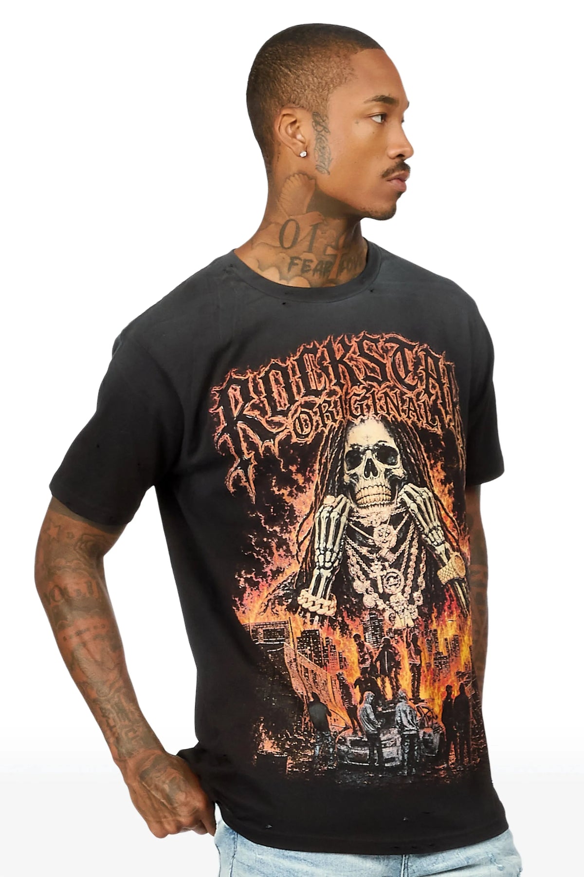 Ronan Black Oversized Graphic T-Shirt