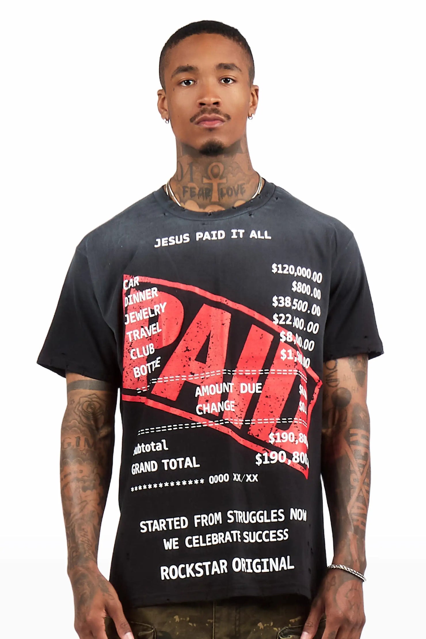 Paid Black Oversized Graphic T-Shirt