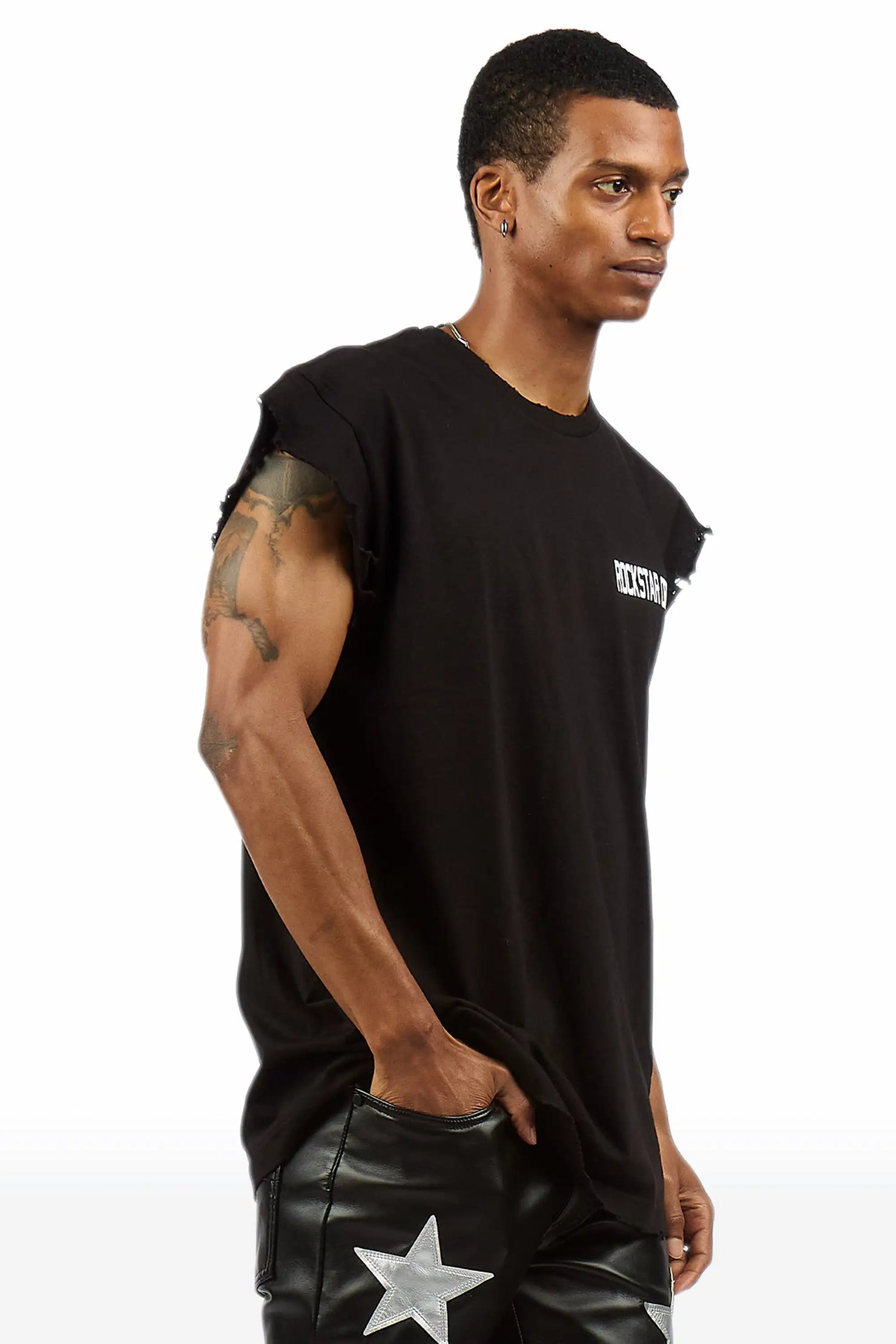 Corven Black Cut Off T-Shirt