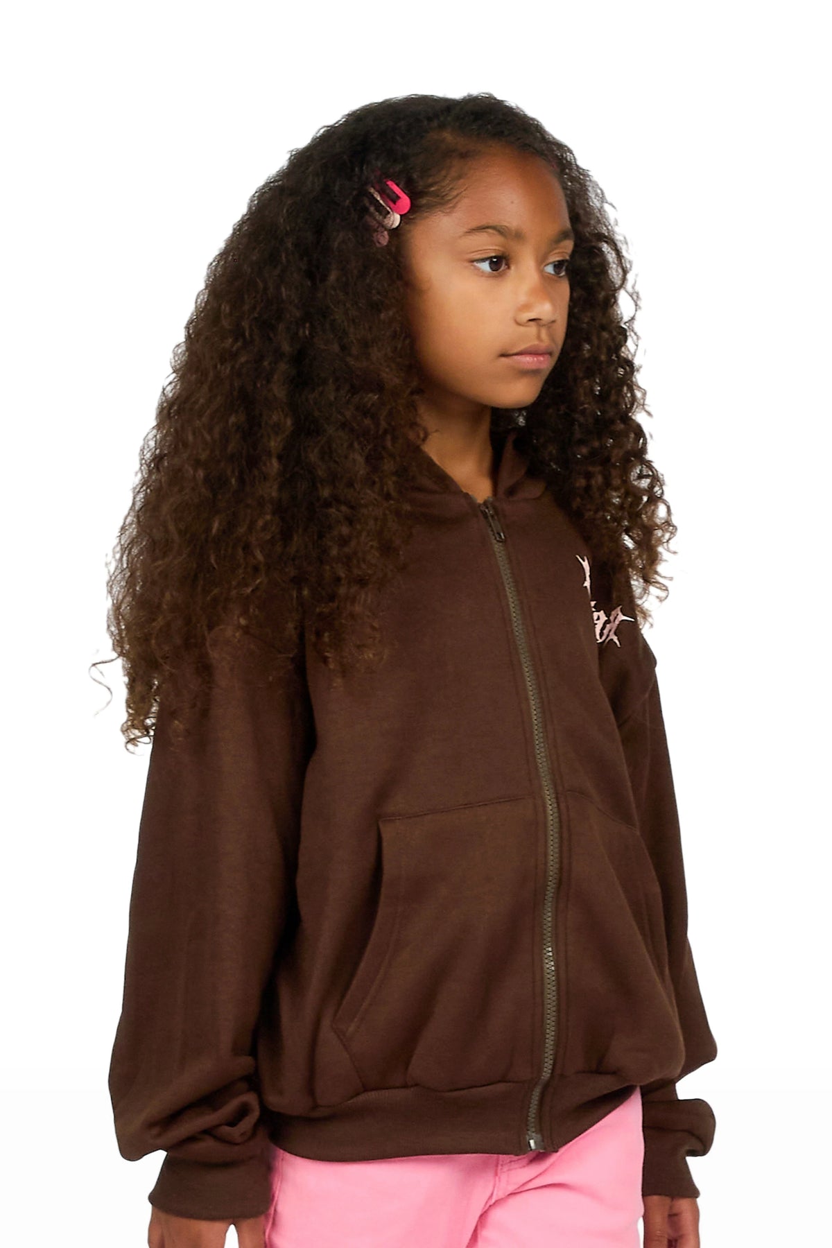 Girls Twinkle 2.0 Cocoa/Pink Zip Up Hoodie