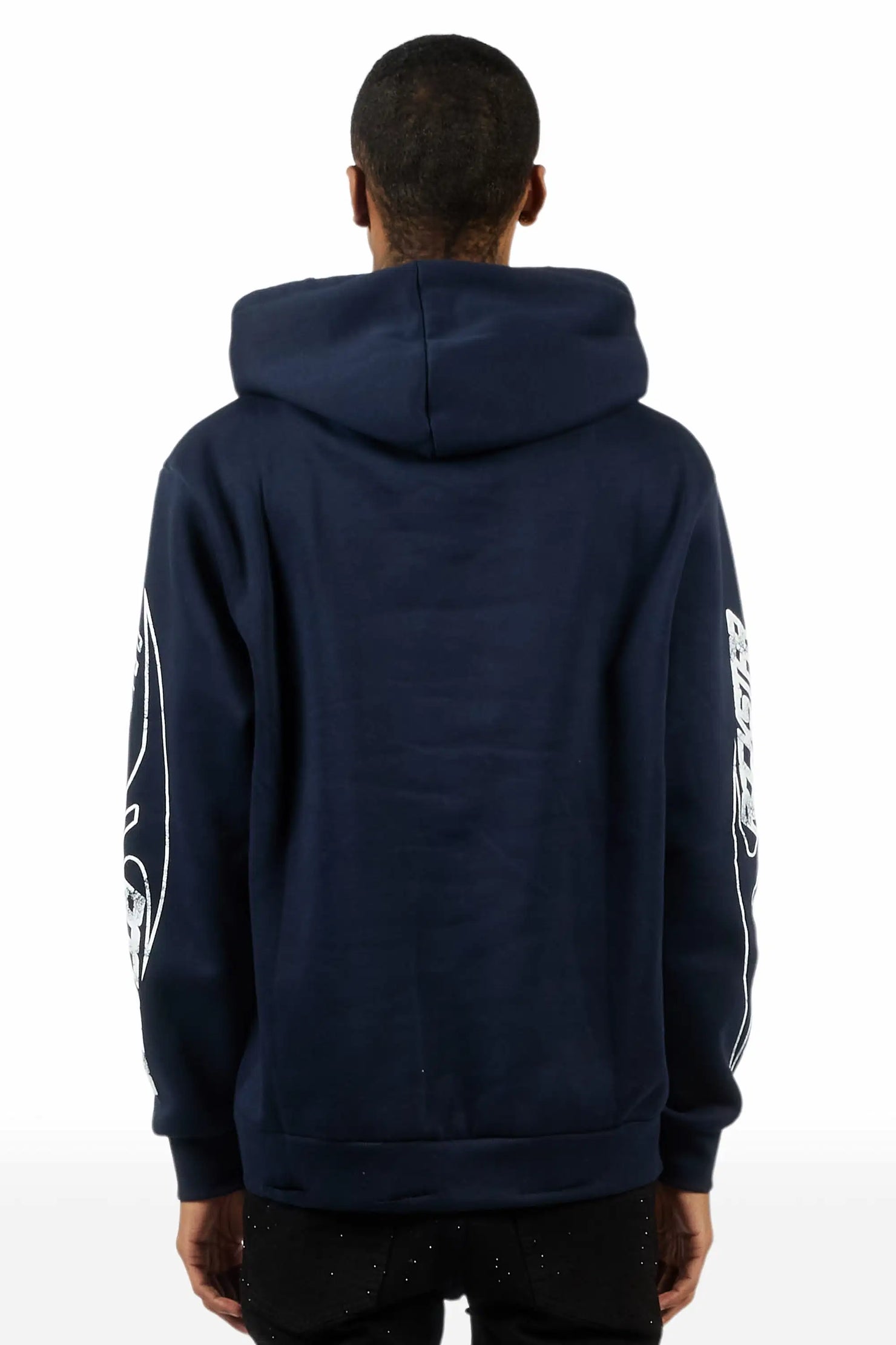 Gemchamp Navy Distressed Graphic Relaxed Hoodie