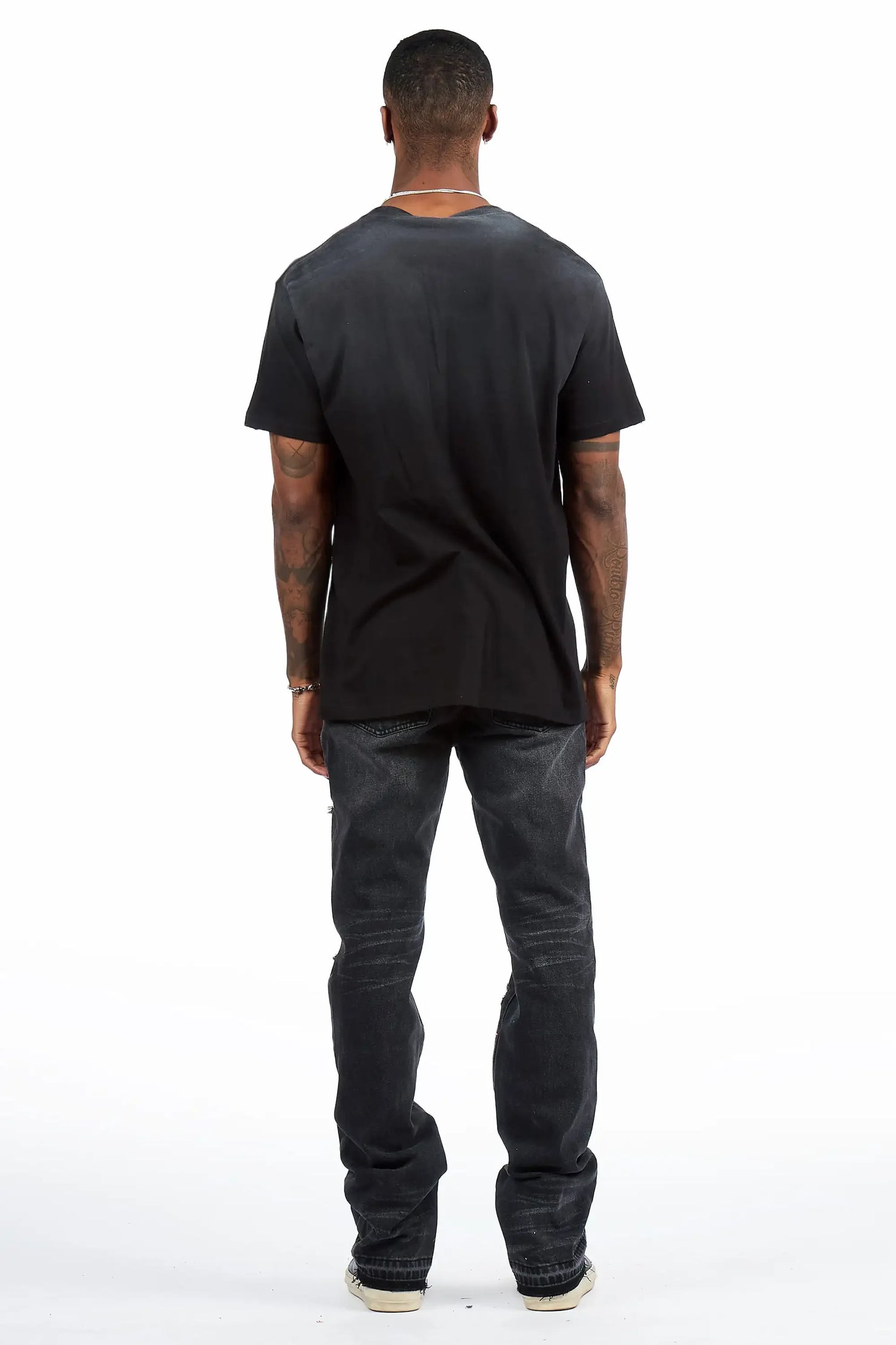 Folor Dark Grey Stacked Flare Jean