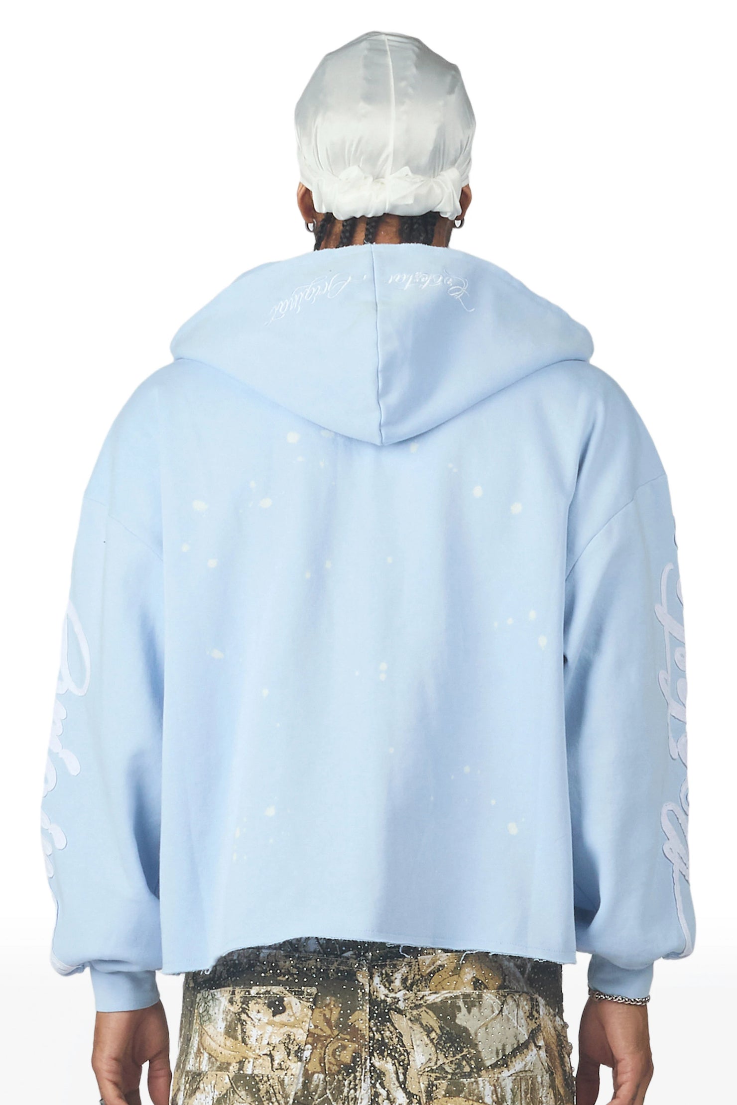 Hanif Sky Blue Zip Up Hoodie