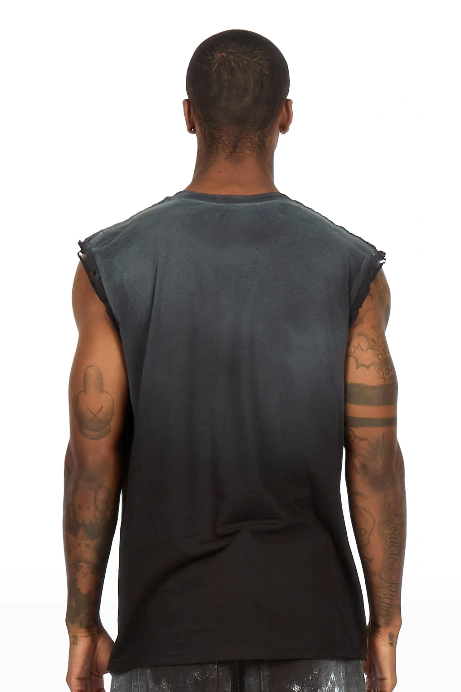 Berro Black Oversized Cut Off T-Shirt