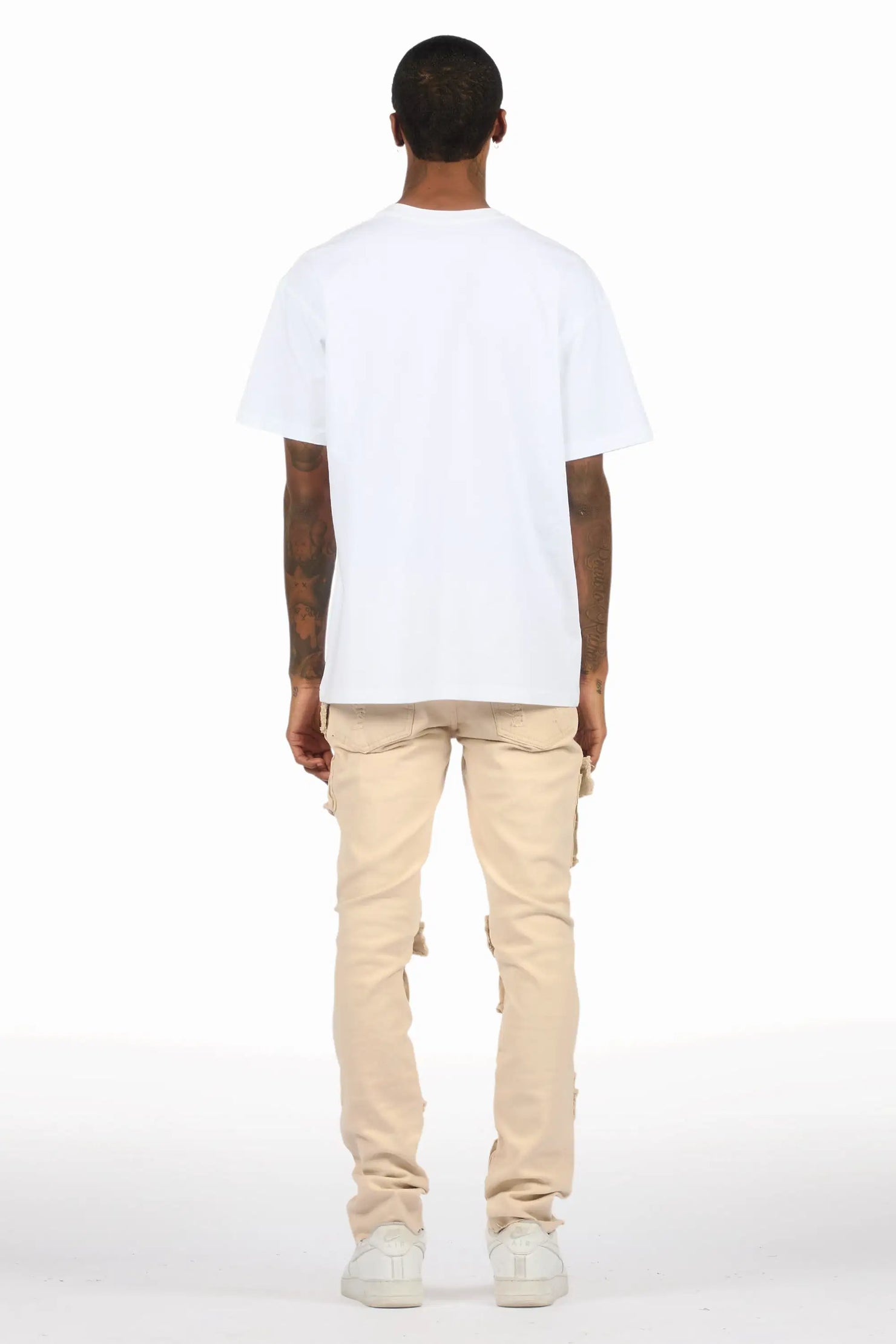 Orien Beige Painter Skinny Fit Jean