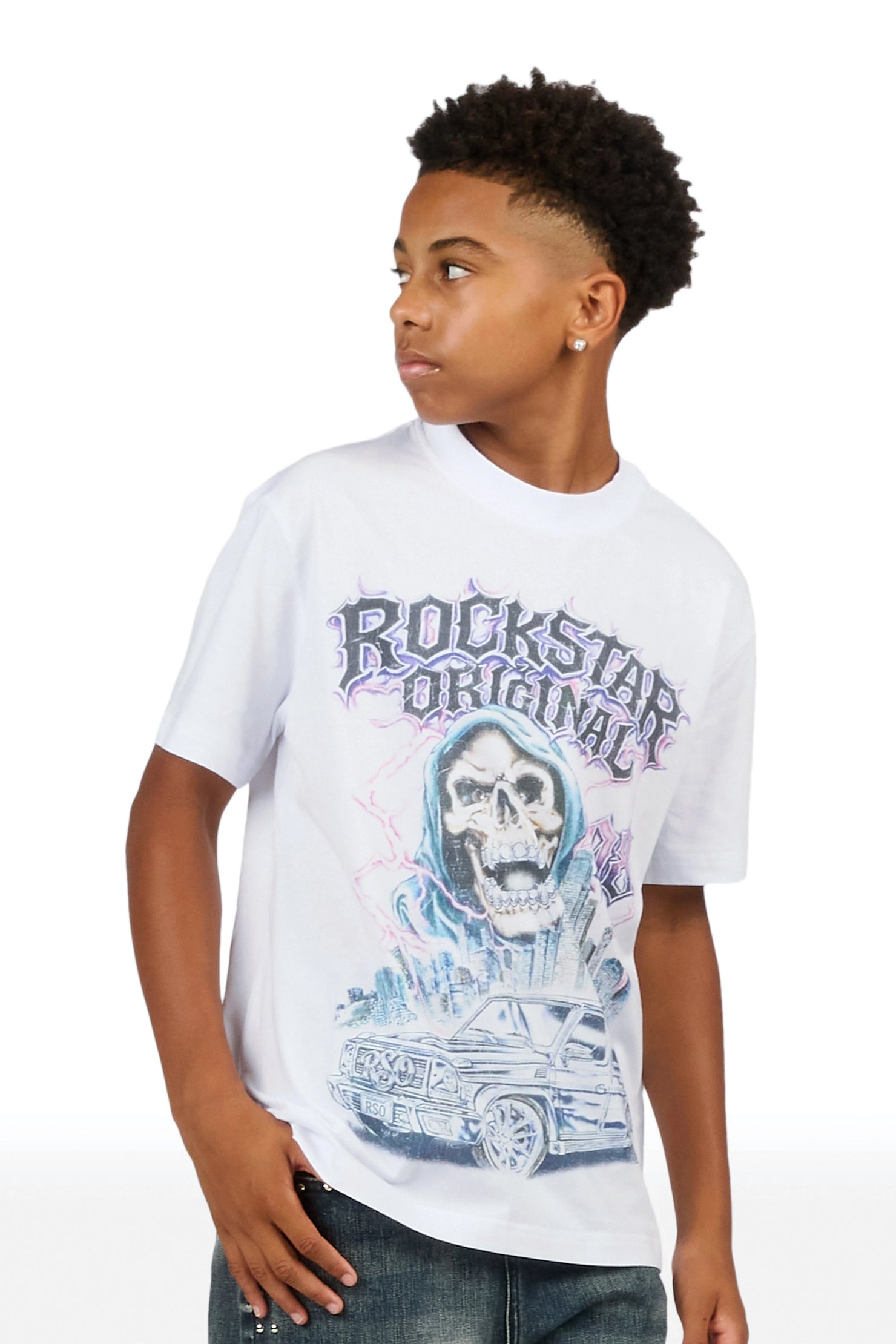 Boys Imani White Graphic T-Shirt