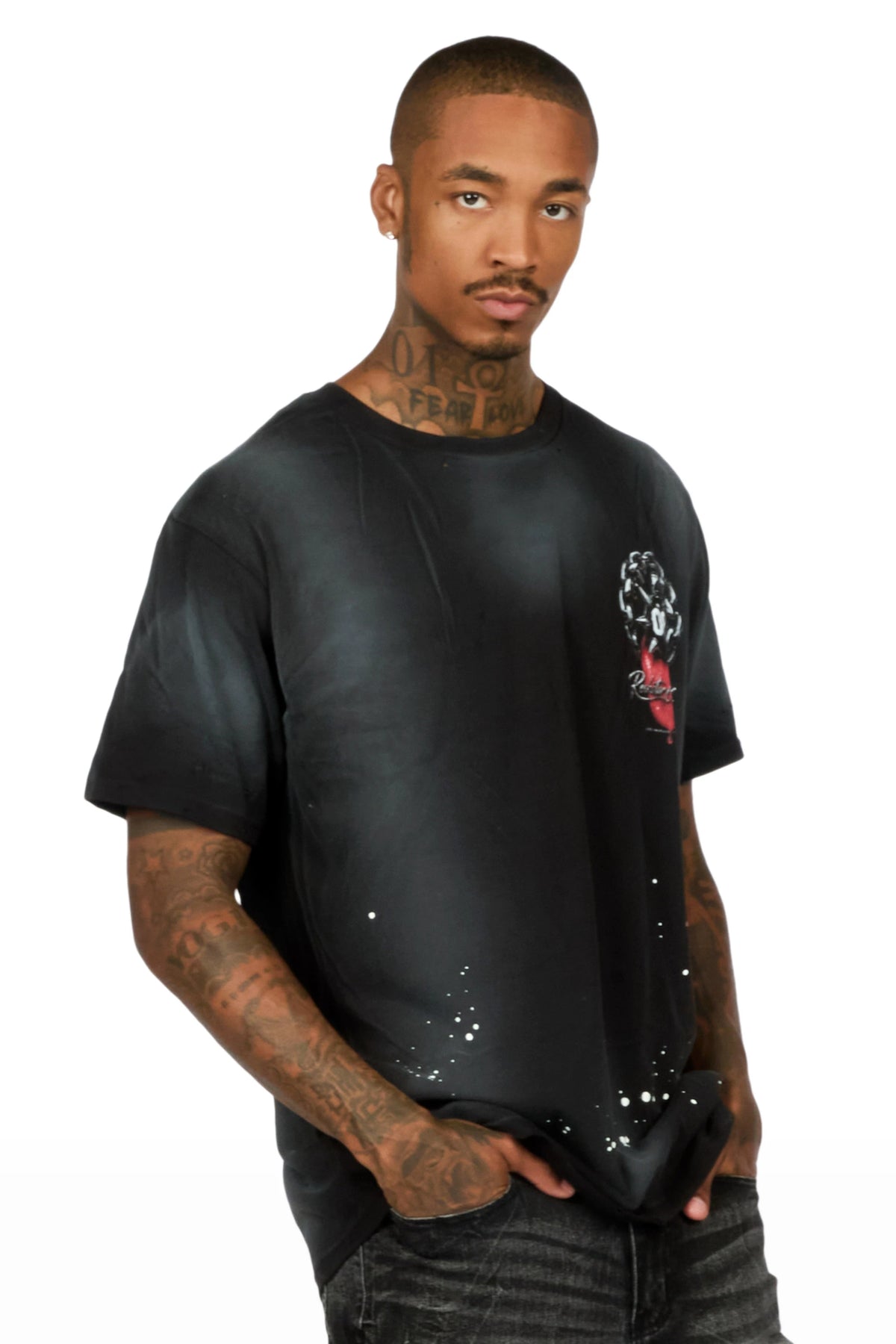 Chromiesl Black Oversized Graphic T-Shirt