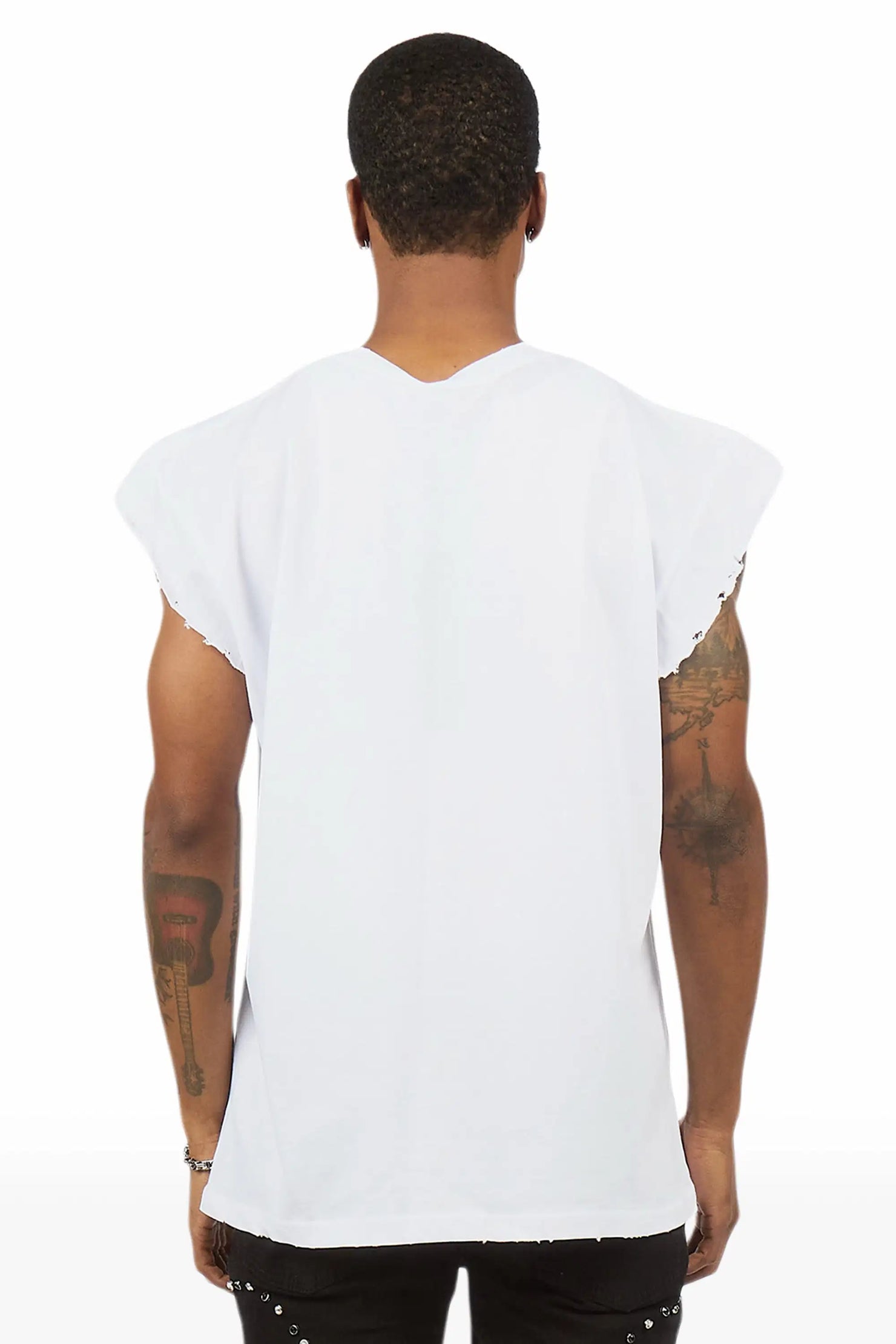 Maezar White Cut off Tee