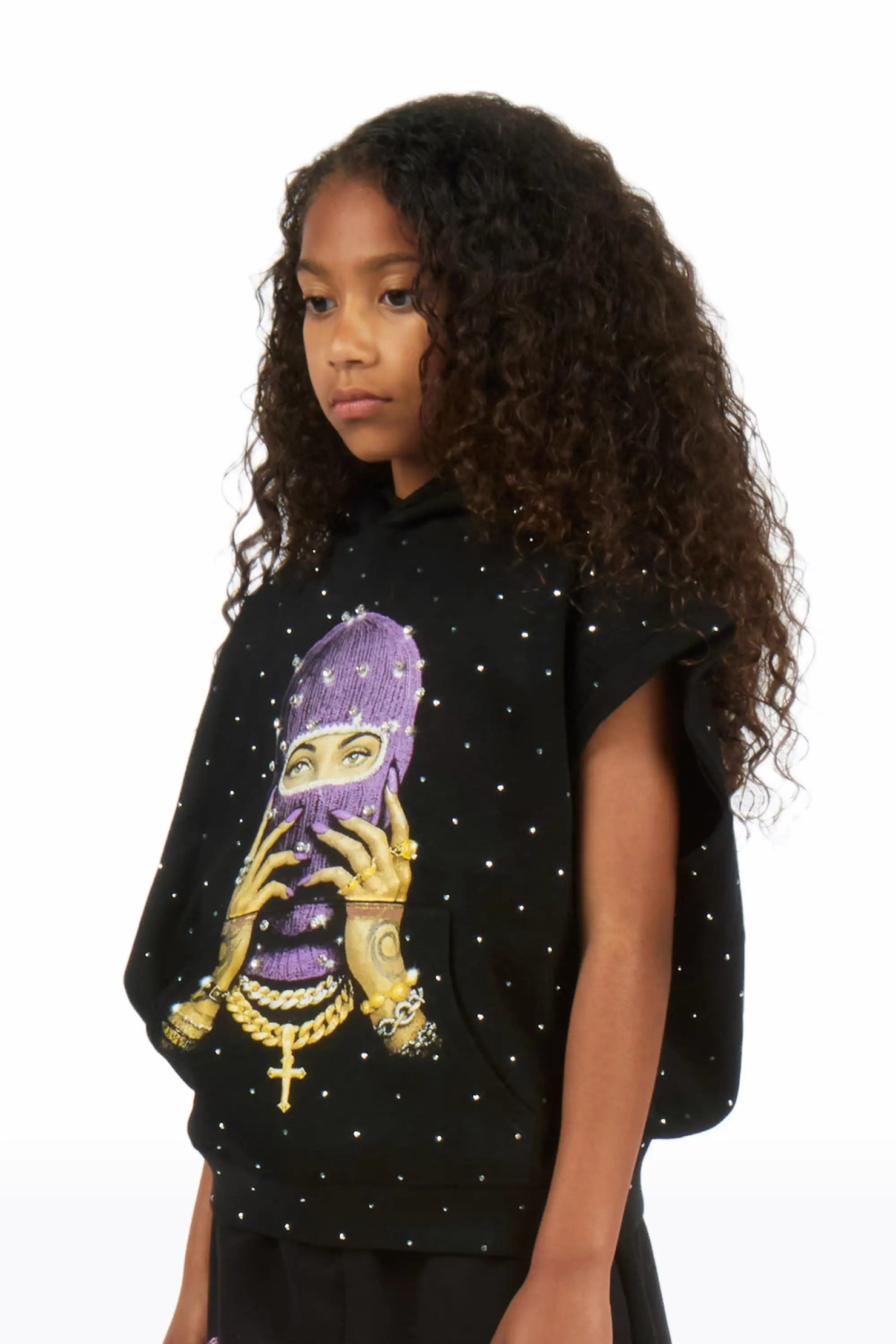 Girls Jayla Black Cut Sleeve Hoodie