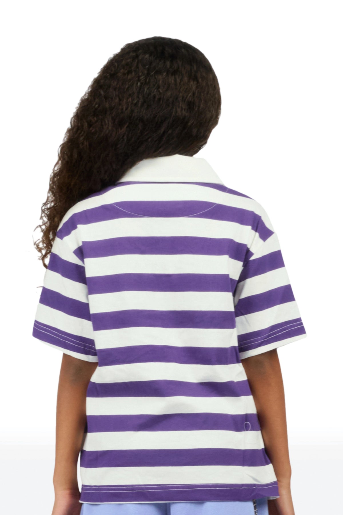 Girls Fintan Purple/Cream Polo