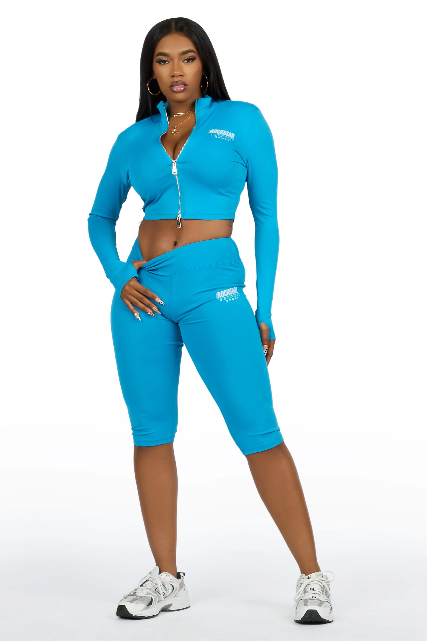 Annalisha Blue Capri Active Set