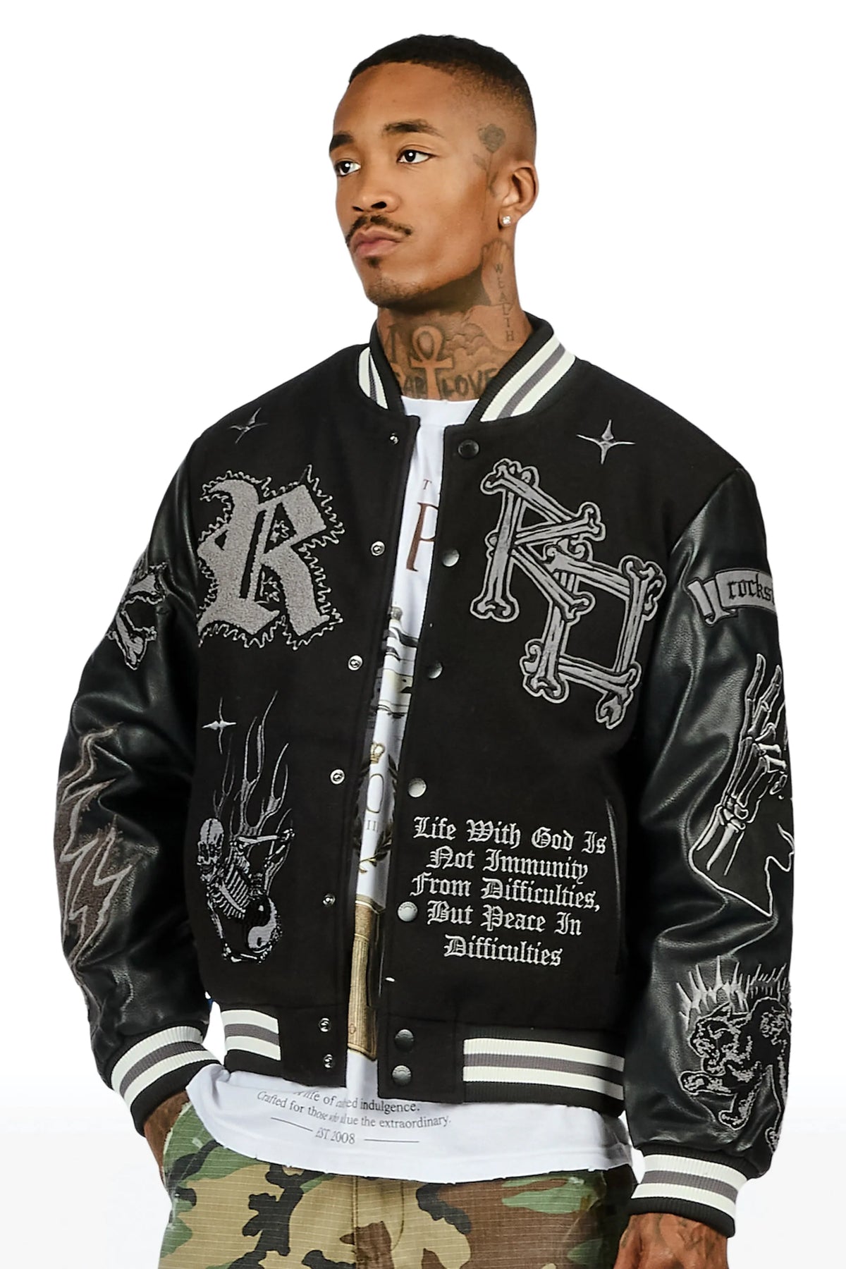 Naizeah Black/Black Varsity Jacket