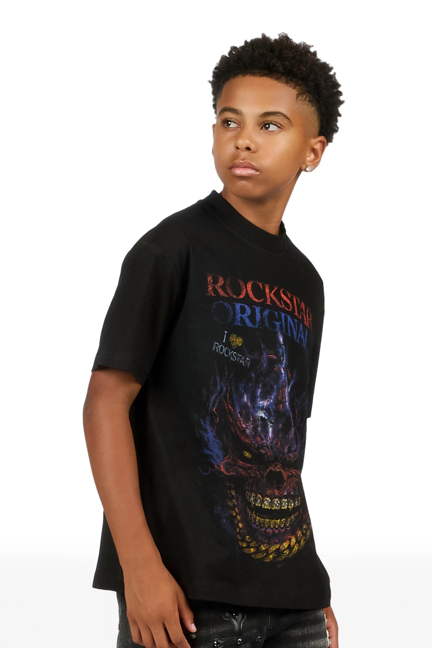 Boys Rudra Black Graphic T-Shirt
