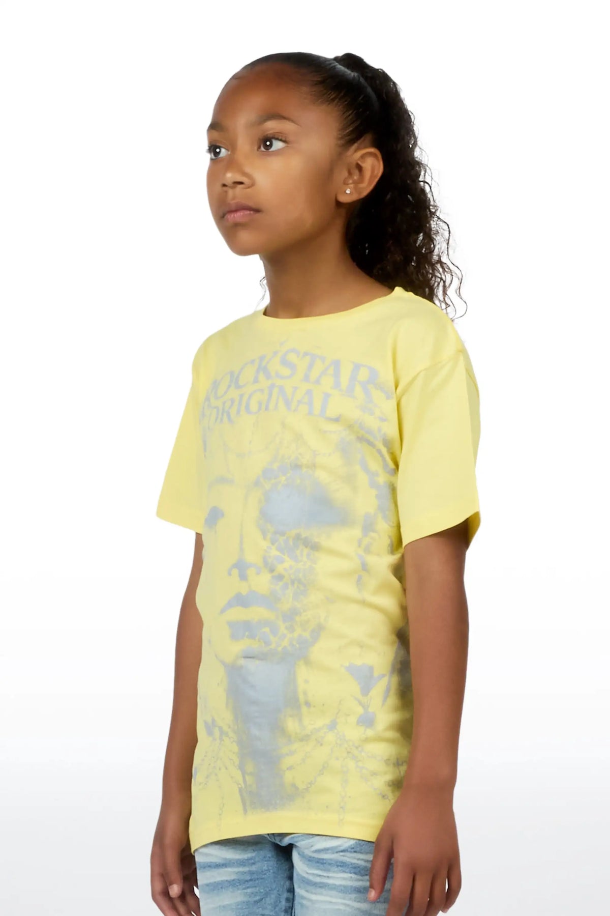 Girls Kairose Light Yellow/Grey Graphic T-Shirt