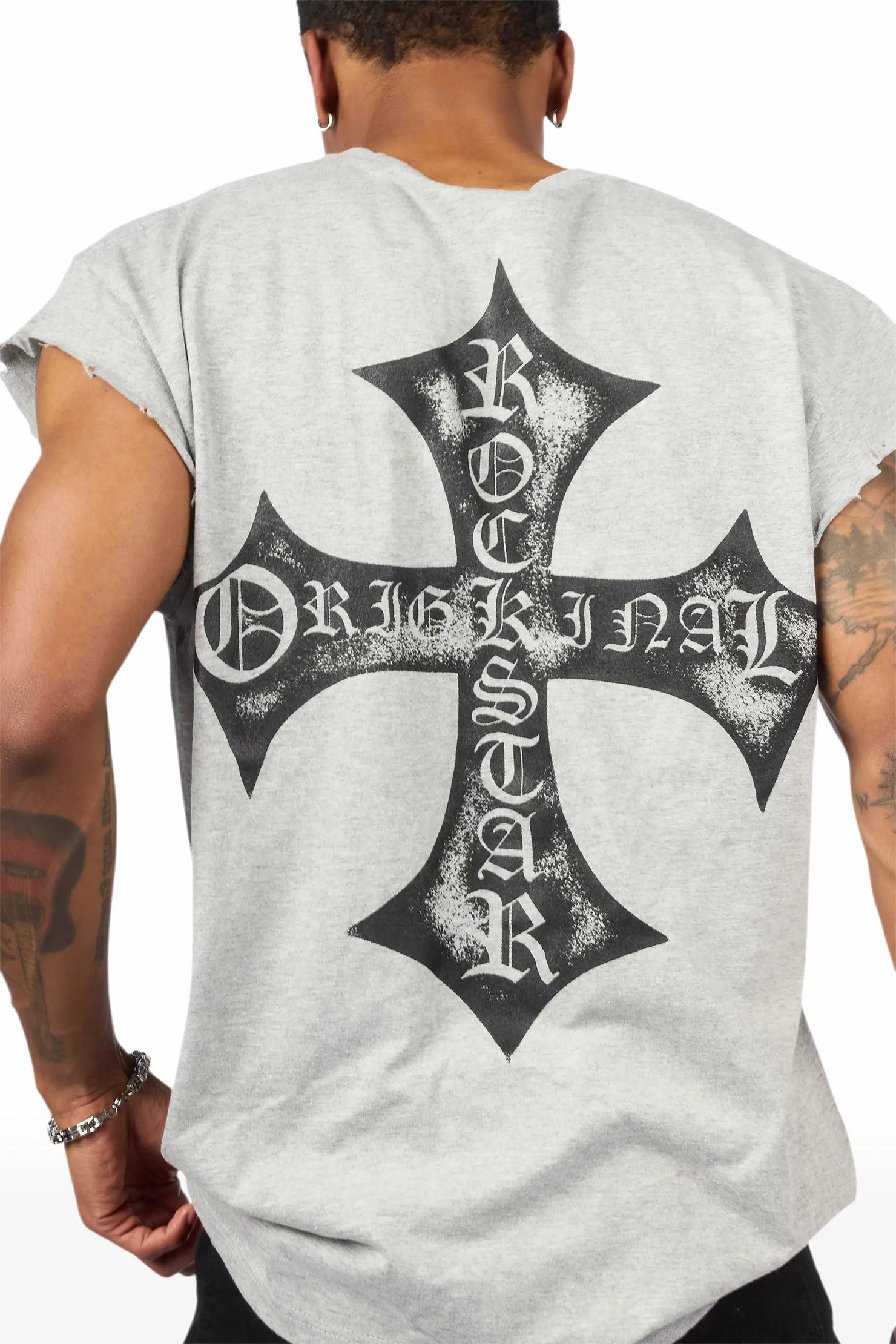 Marizon Heather Grey Cut off Tee