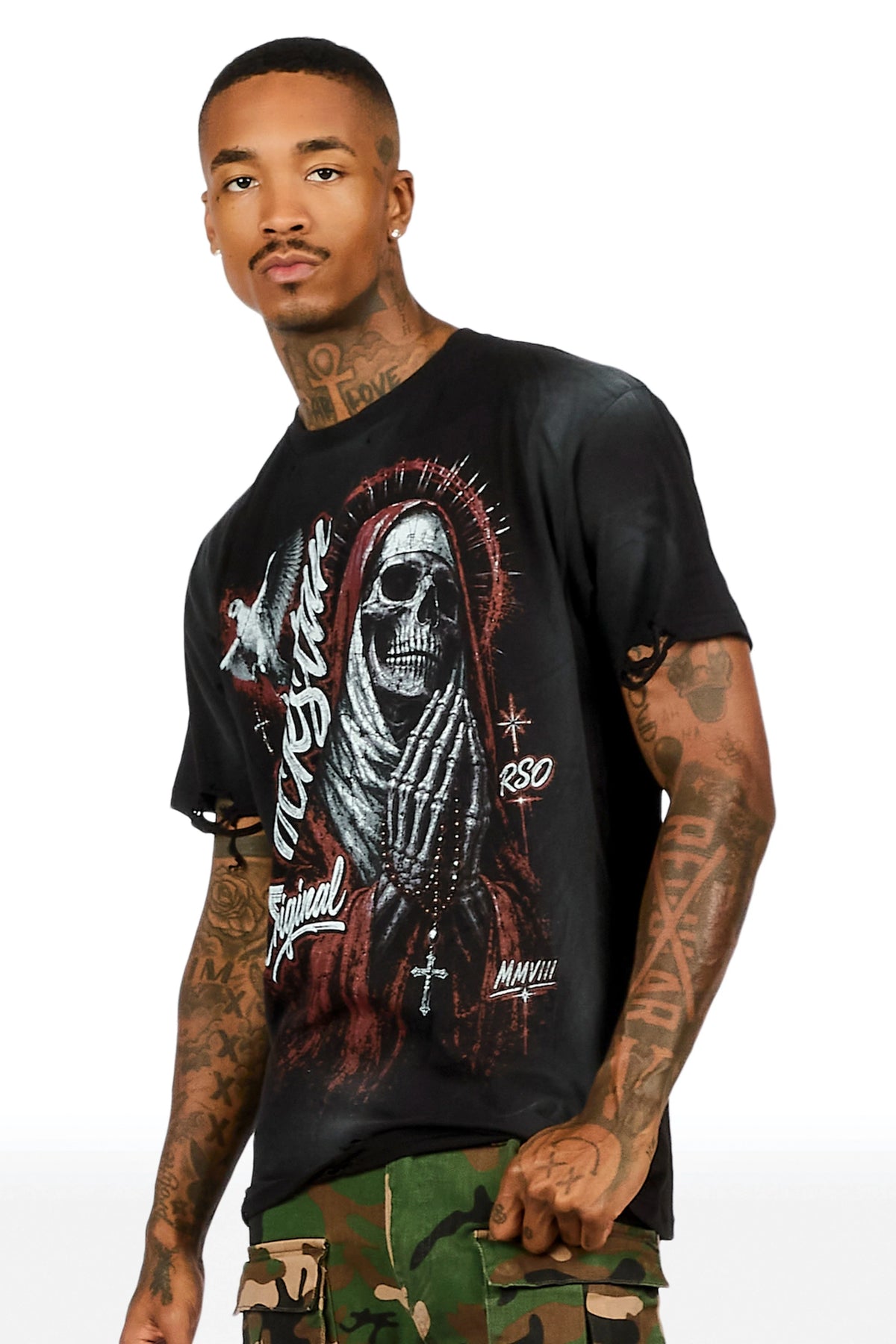 Sangrosary Black Oversized Graphic T-Shirt