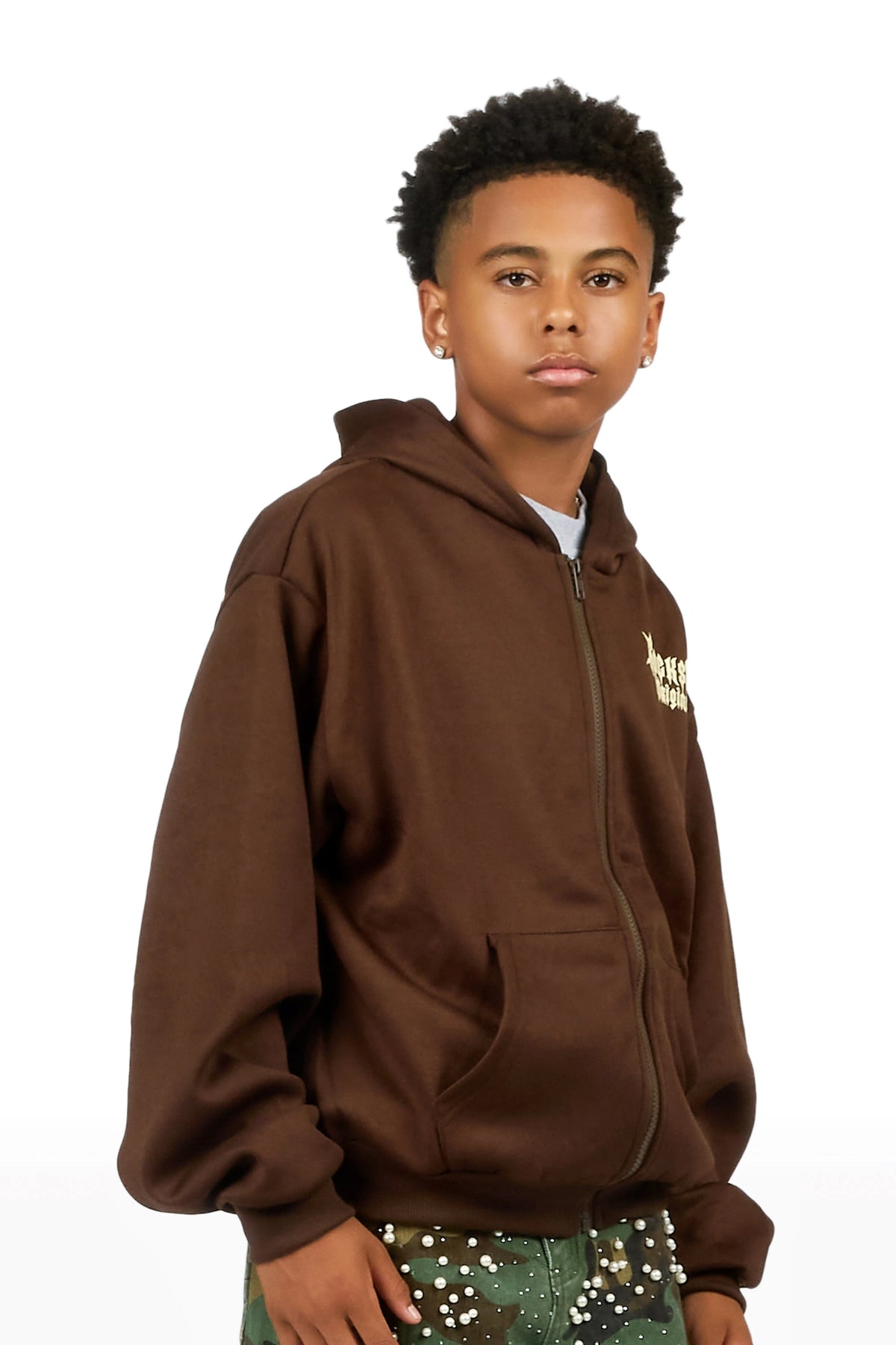Boys Twinkle 2.0 Cocoa/Khaki Zip Up Hoodie