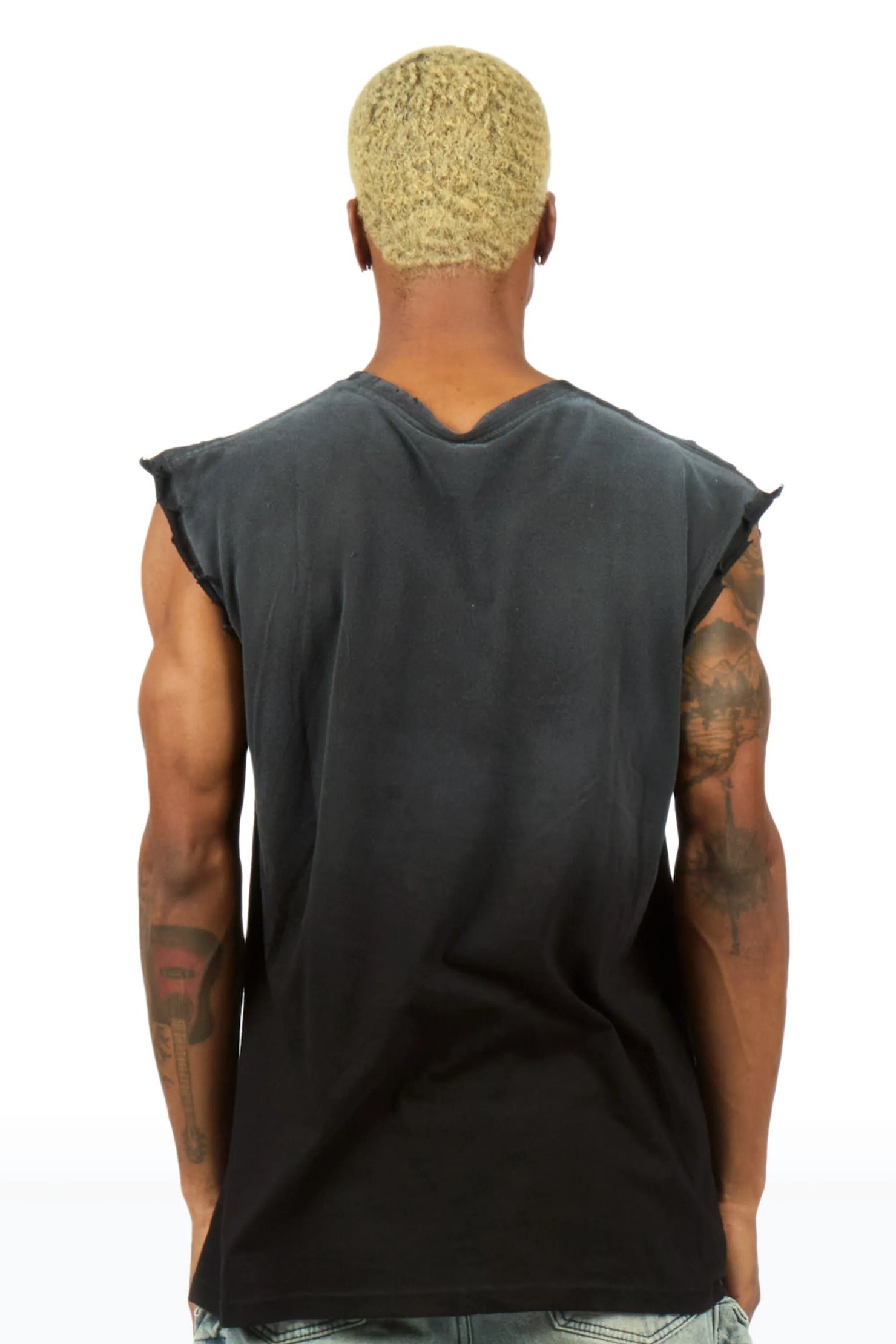 Jakito Black Oversized Cut Off T-Shirt