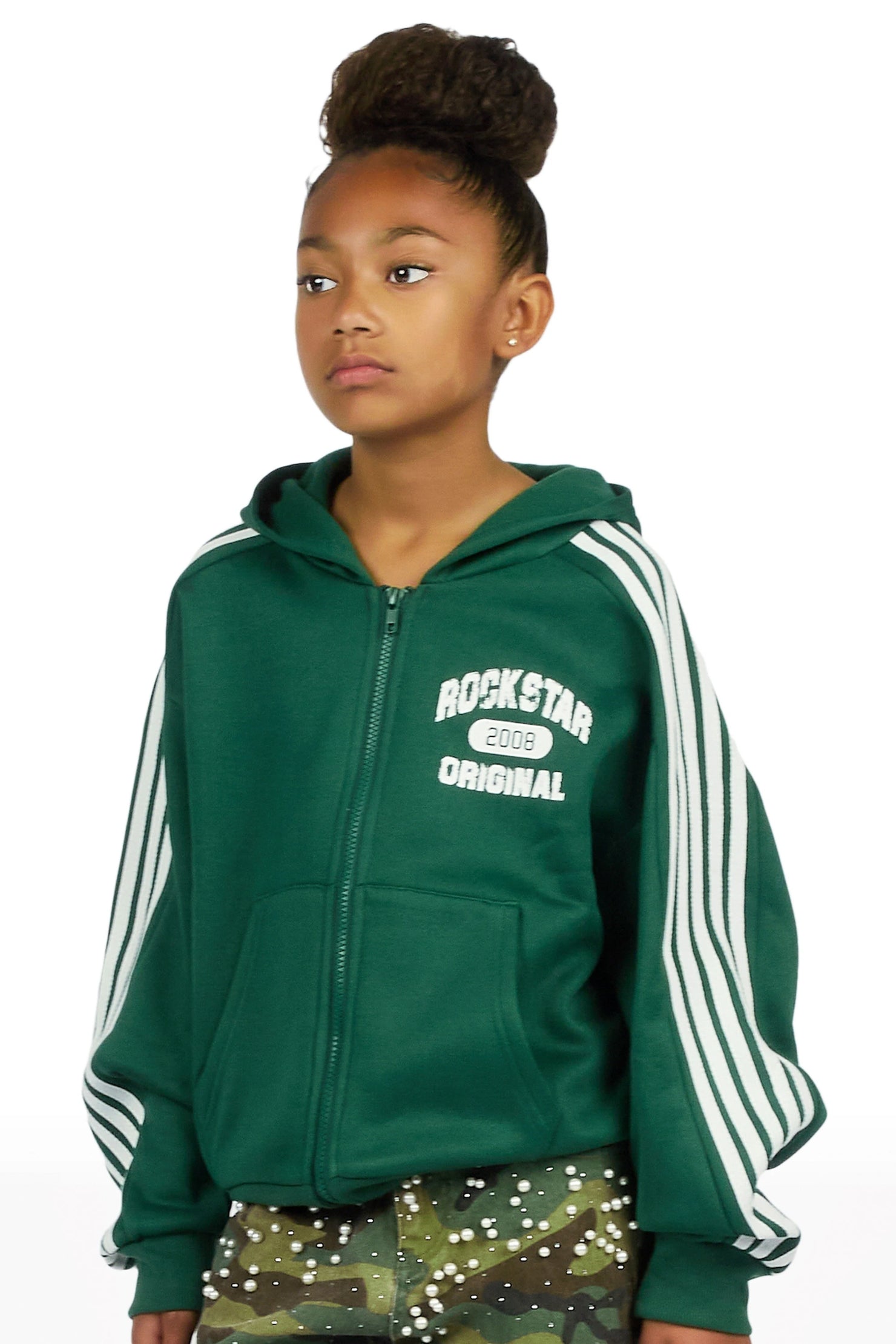 Girls Tyllaia Green Zip Up Hoodie