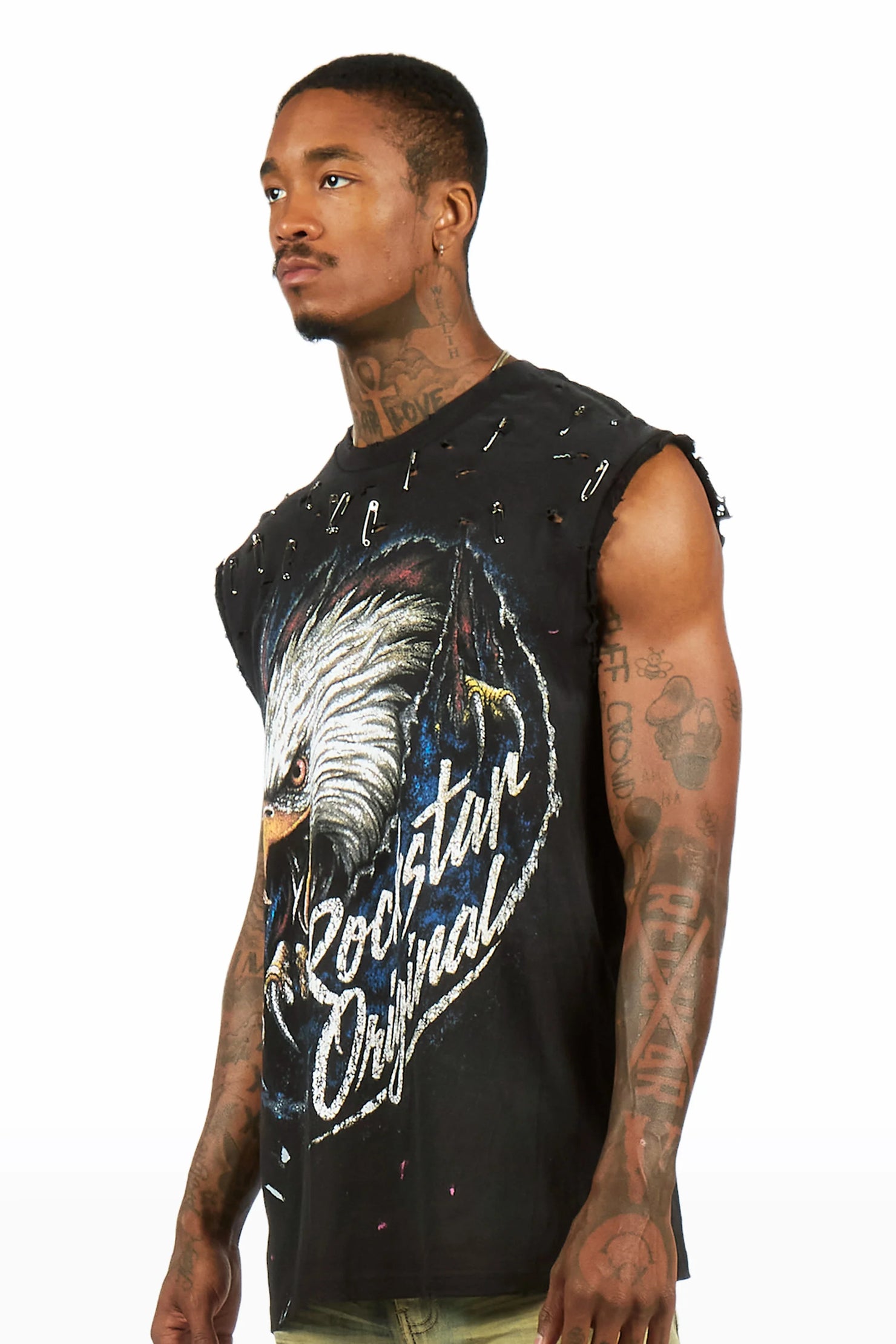 Kartal Black Oversized Cut Sleeve T-Shirt