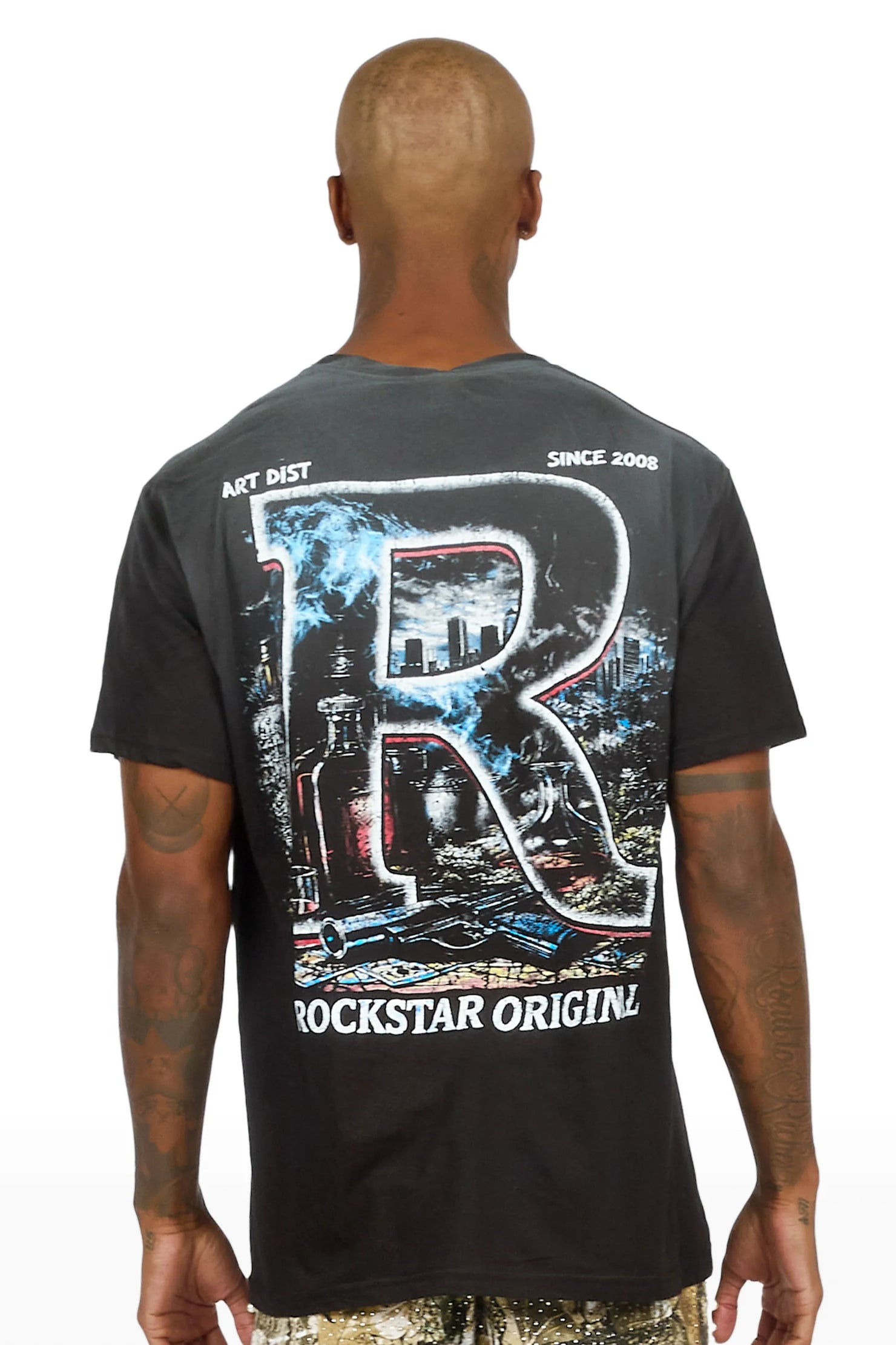 Tavian Black Oversized Graphic T-Shirt