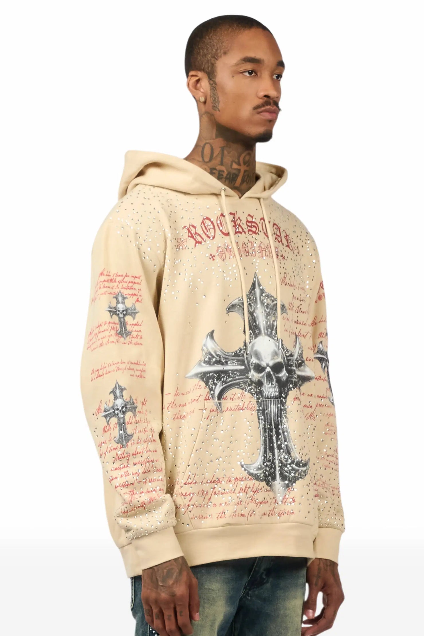 Bowman Beige/Multi Rhinestone Hoodie