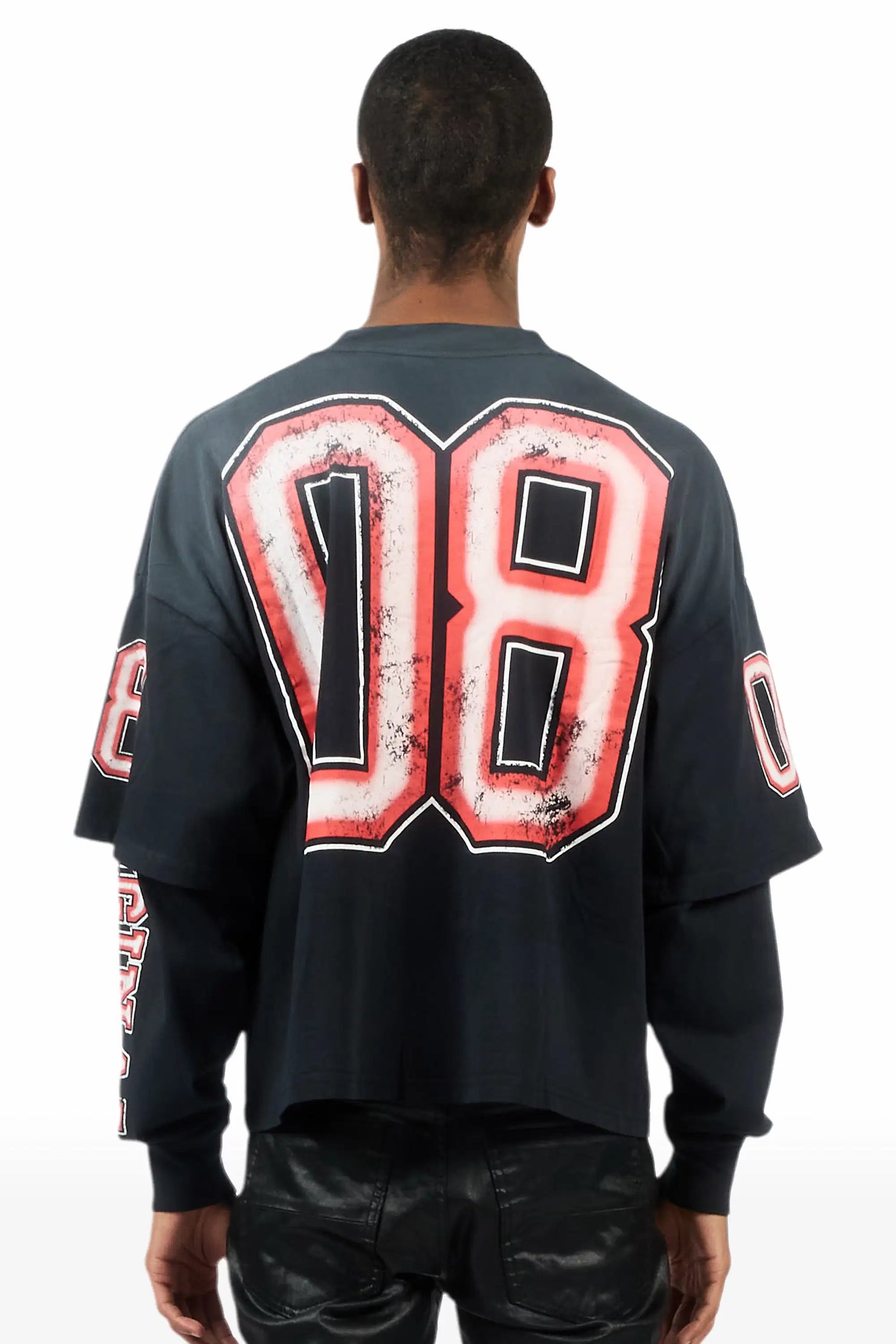 Fields Black/Red Double Layer Long Sleeve Graphic T-Shirt