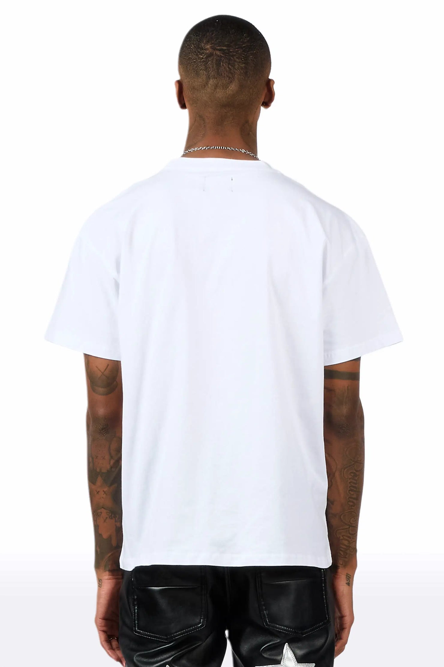 Supper Sketch White Oversized Graphic T-Shirt