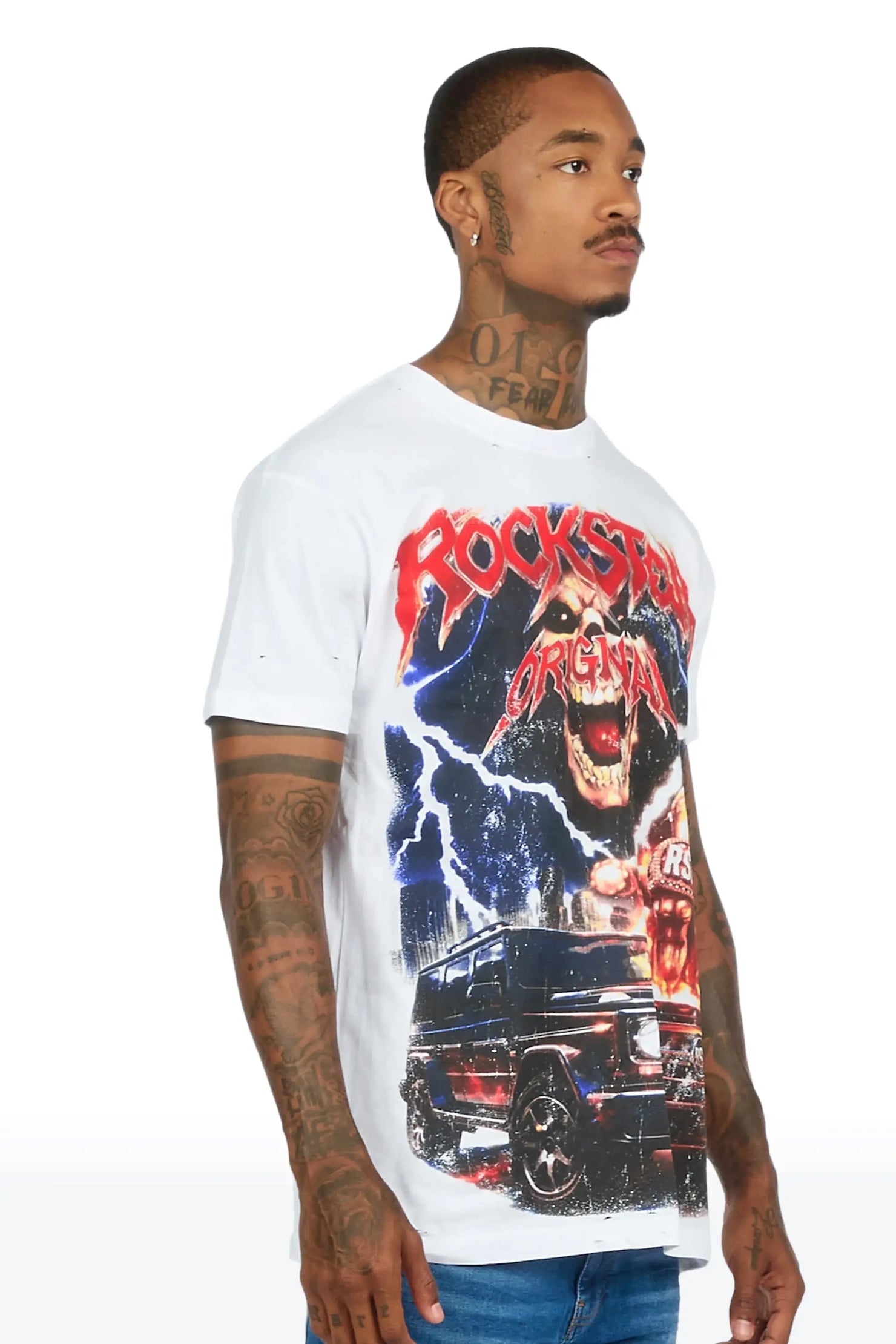 Marshell White Oversized Graphic T-Shirt