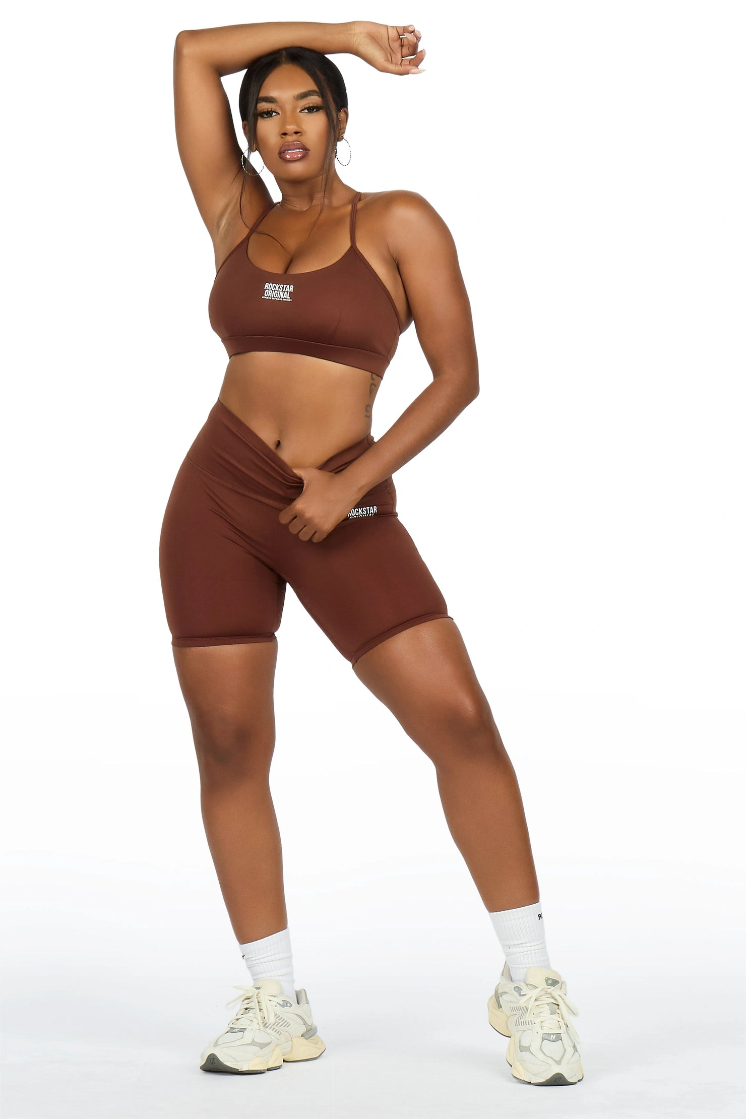 Aliccia Brown Tank Active Bike Short Set