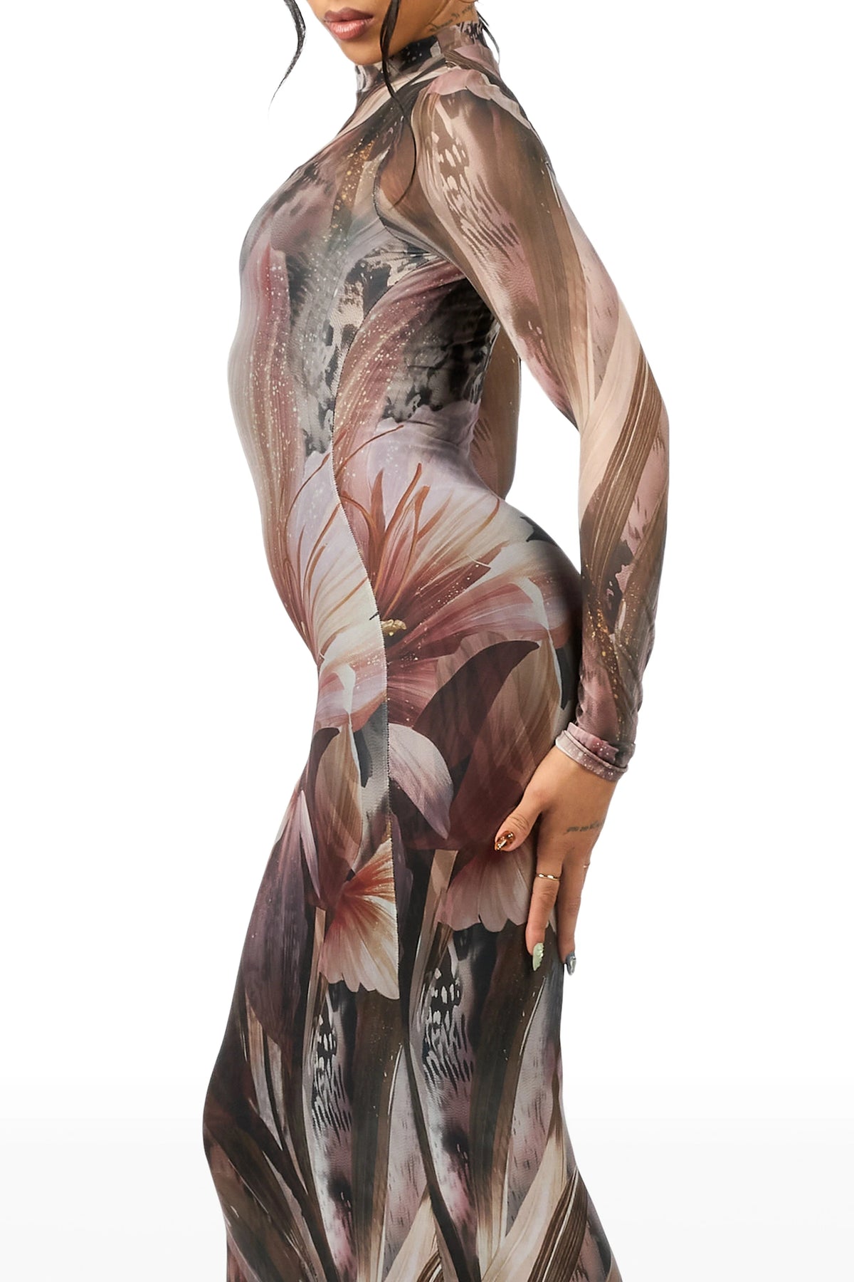 Oversized Floral Animal Black Maxi Dress