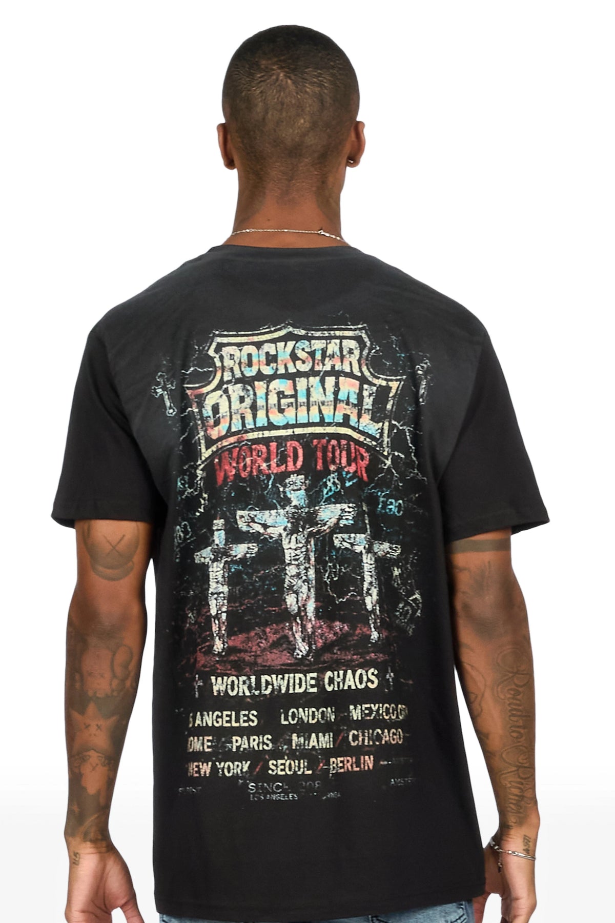 Clemons Black Oversized Graphic T-Shirt