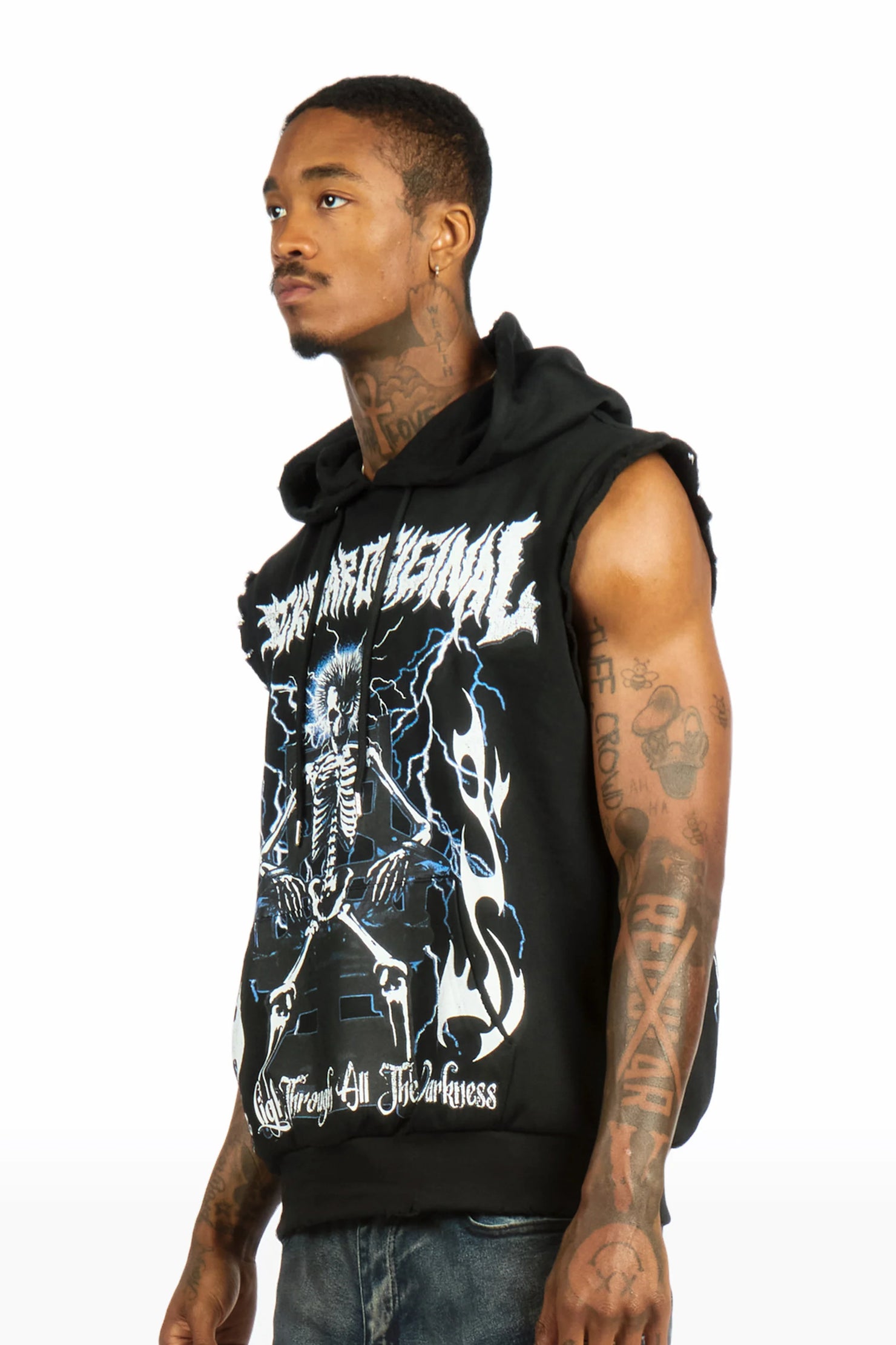 Deathrow Black Cut Sleeve Hoodie