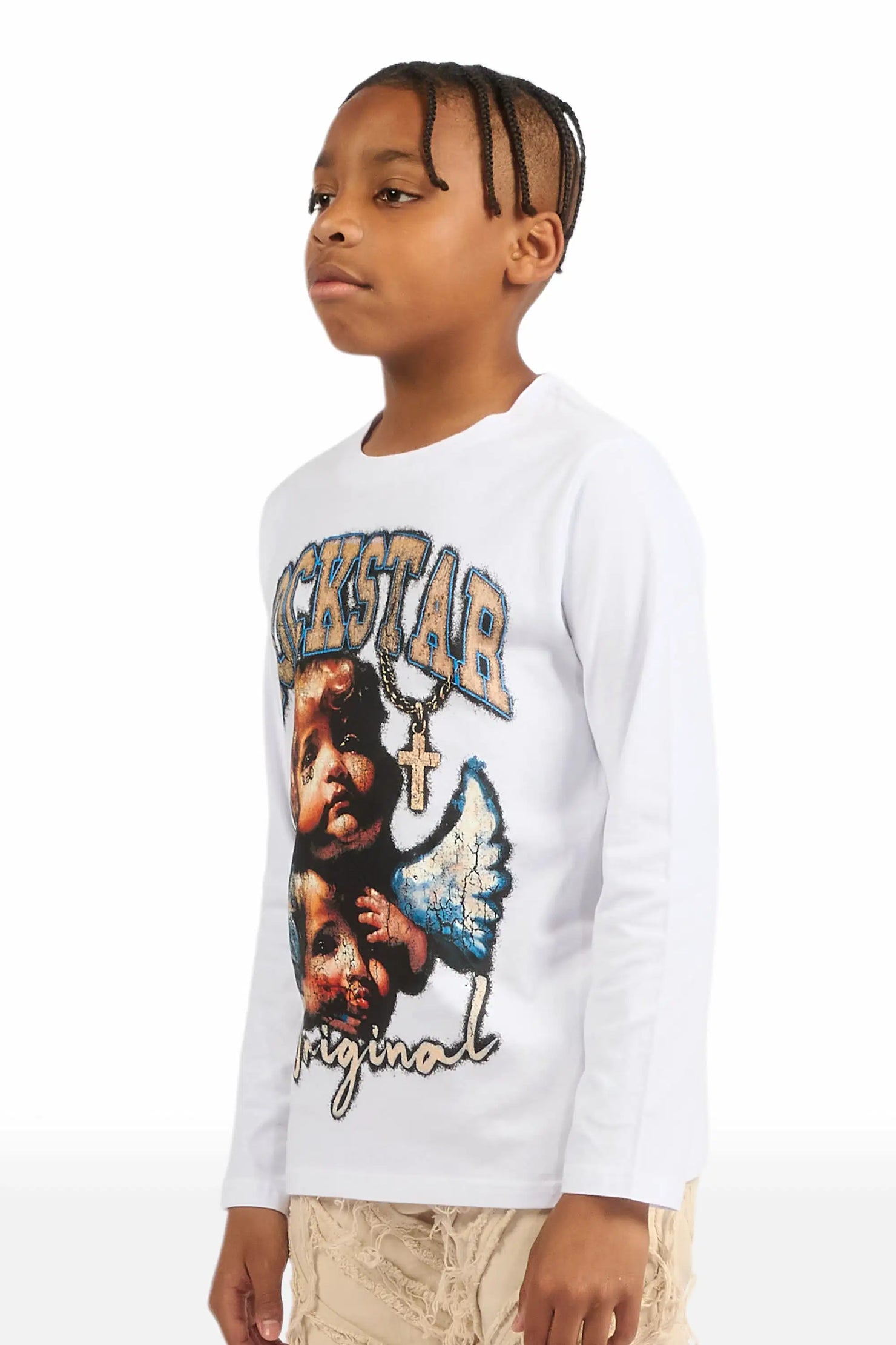 Boys Deiter White Long Sleeve Graphic T-Shirt