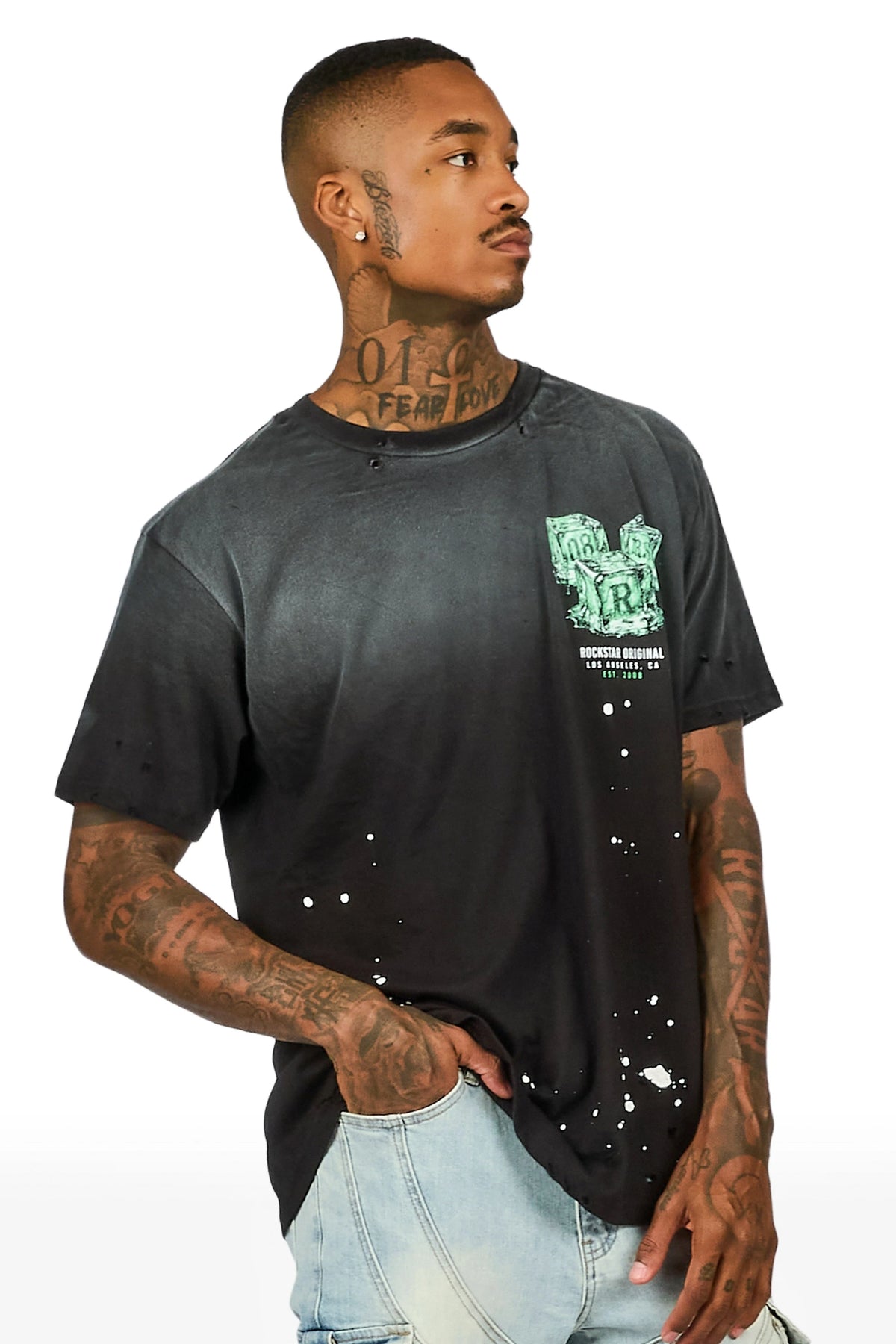 Cubes Black Oversized Graphic T-Shirt