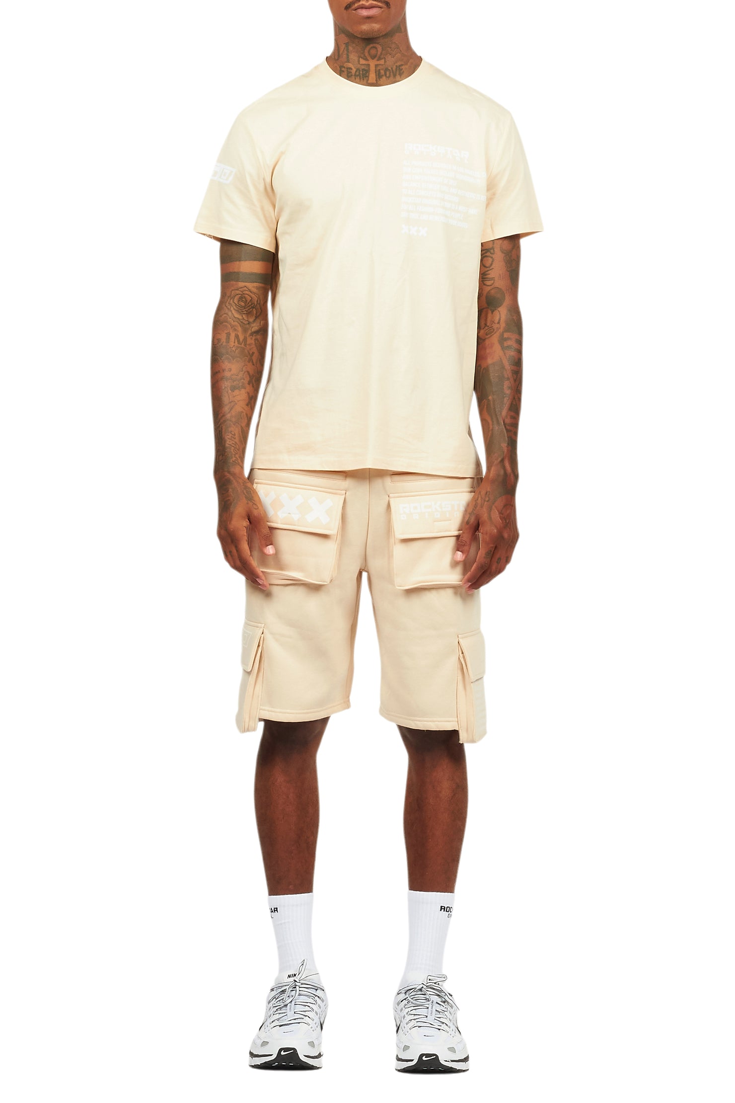 Jash Beige/White Short Set
