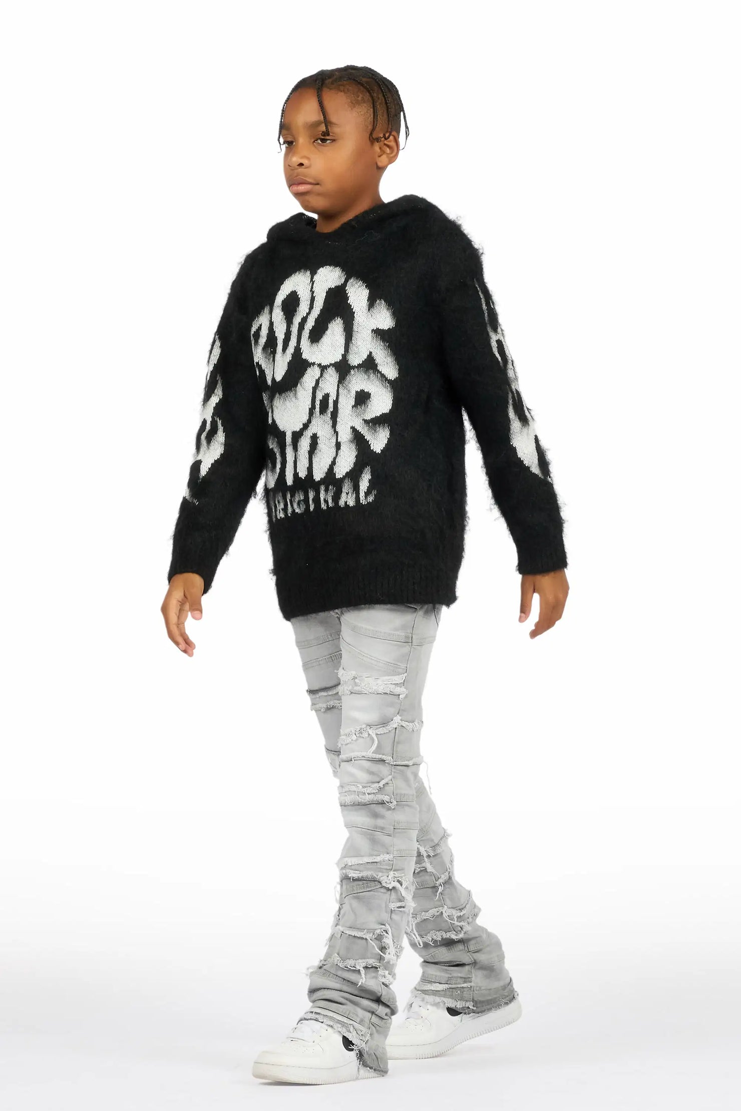 Boys Franko Light Grey Stack Flare Jean