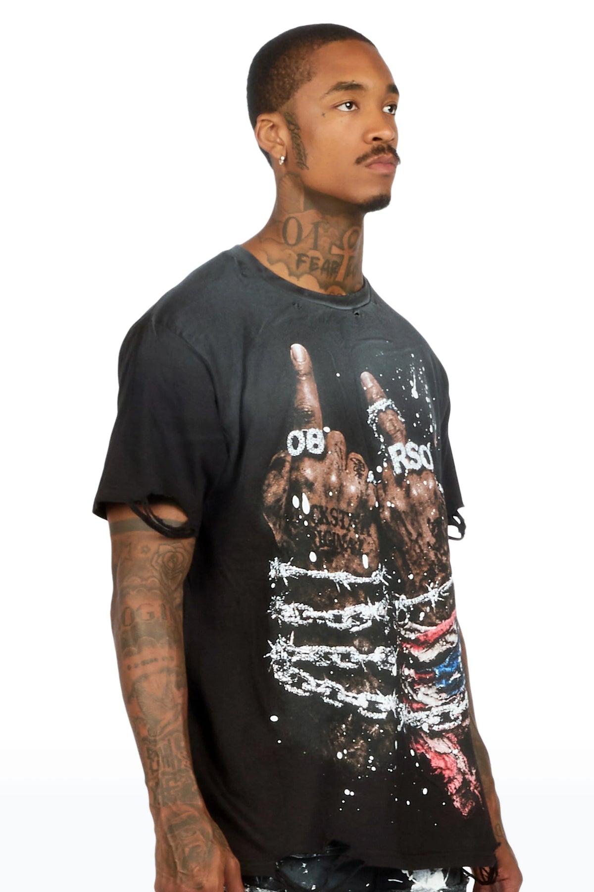 Melo Black Oversized Graphic T-Shirt