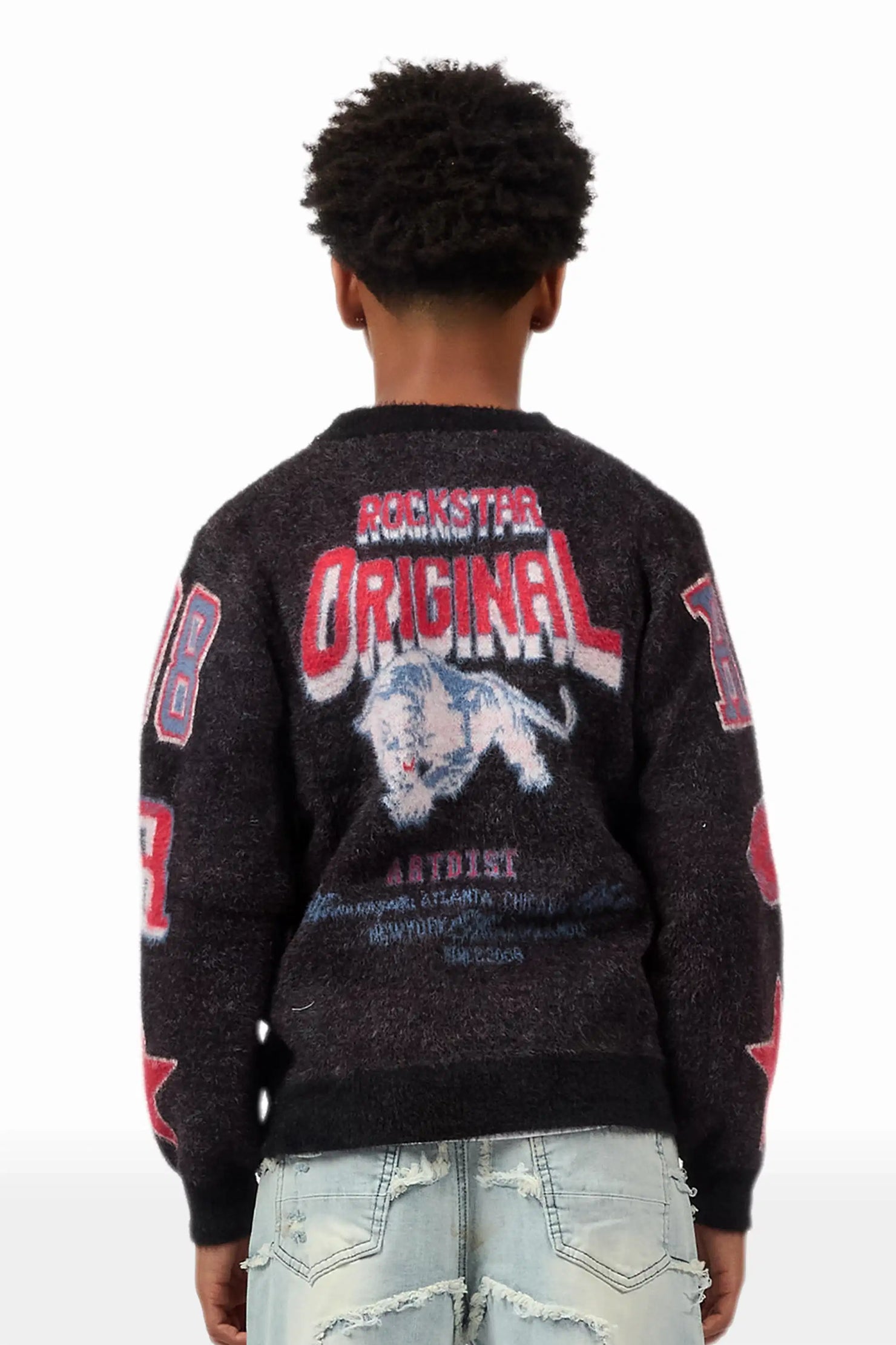 Boys Delling Black Mohair Knit Cardigan