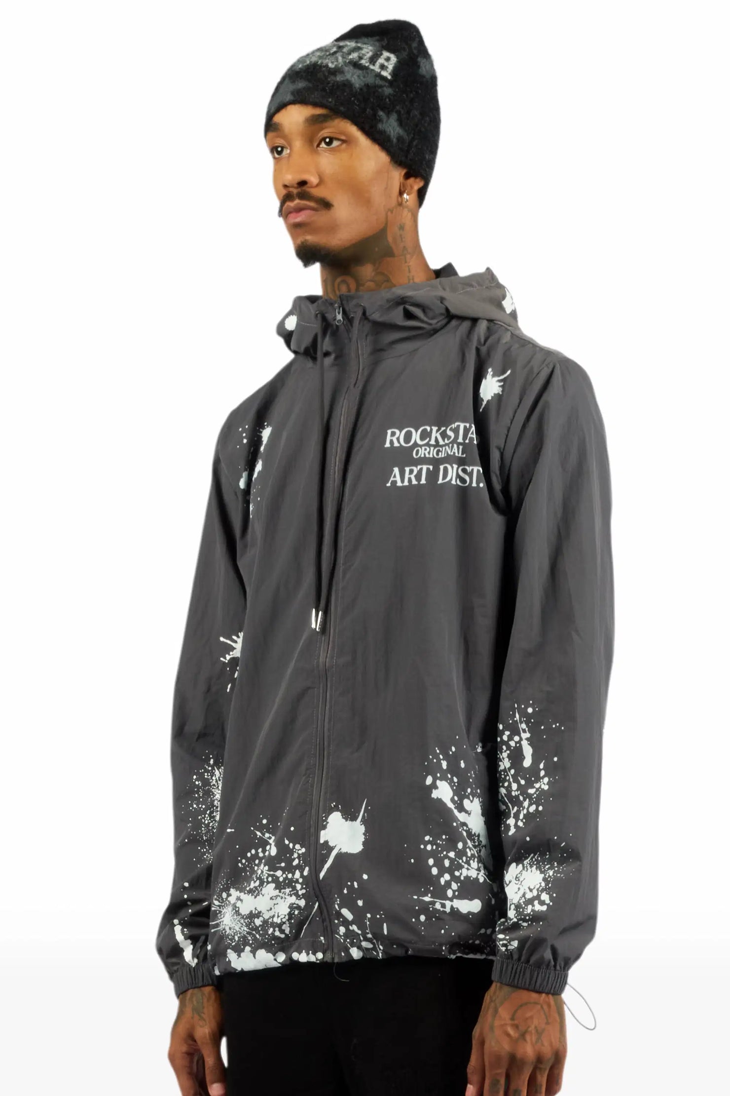 Raffer Grey Graphic Windbreaker