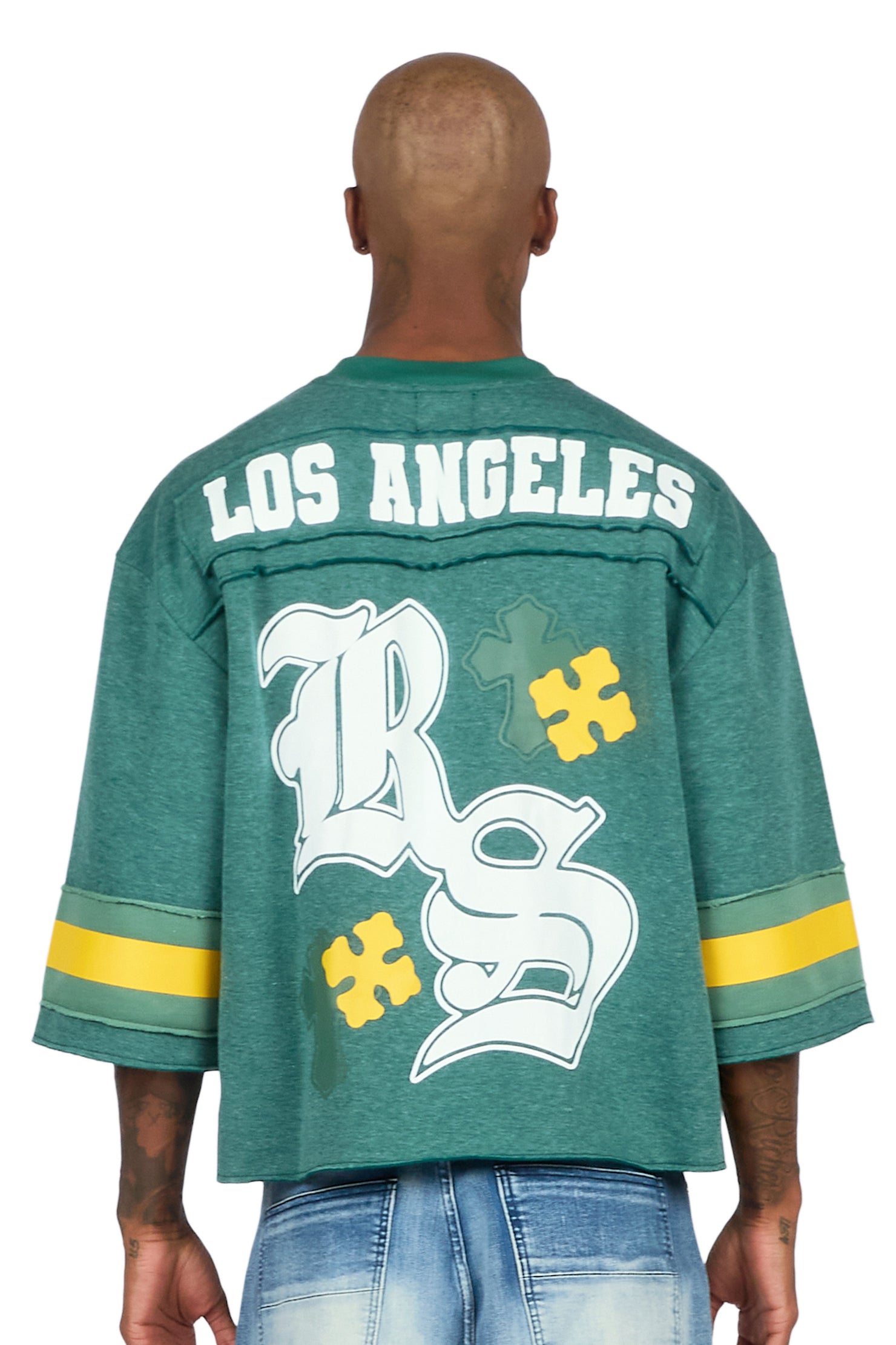 Bracken Green 3/4 Sleeve Boxy Crop Tee